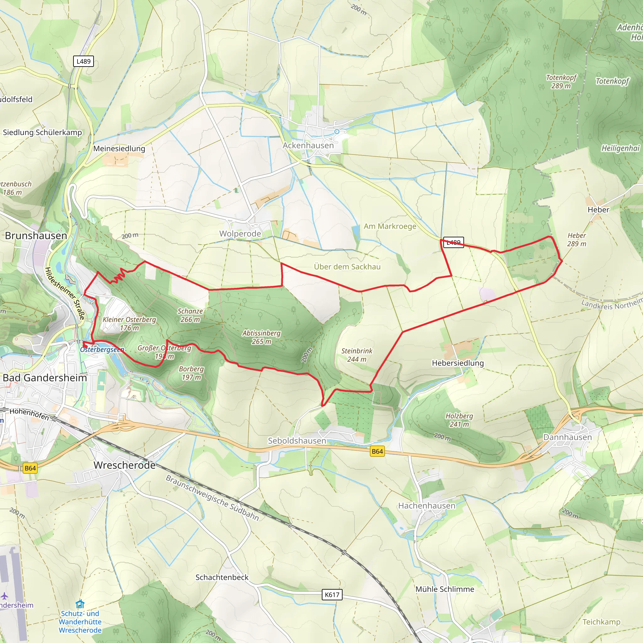 Grosser Osterberg via Heberweg and Hochbehaetter mobile static map