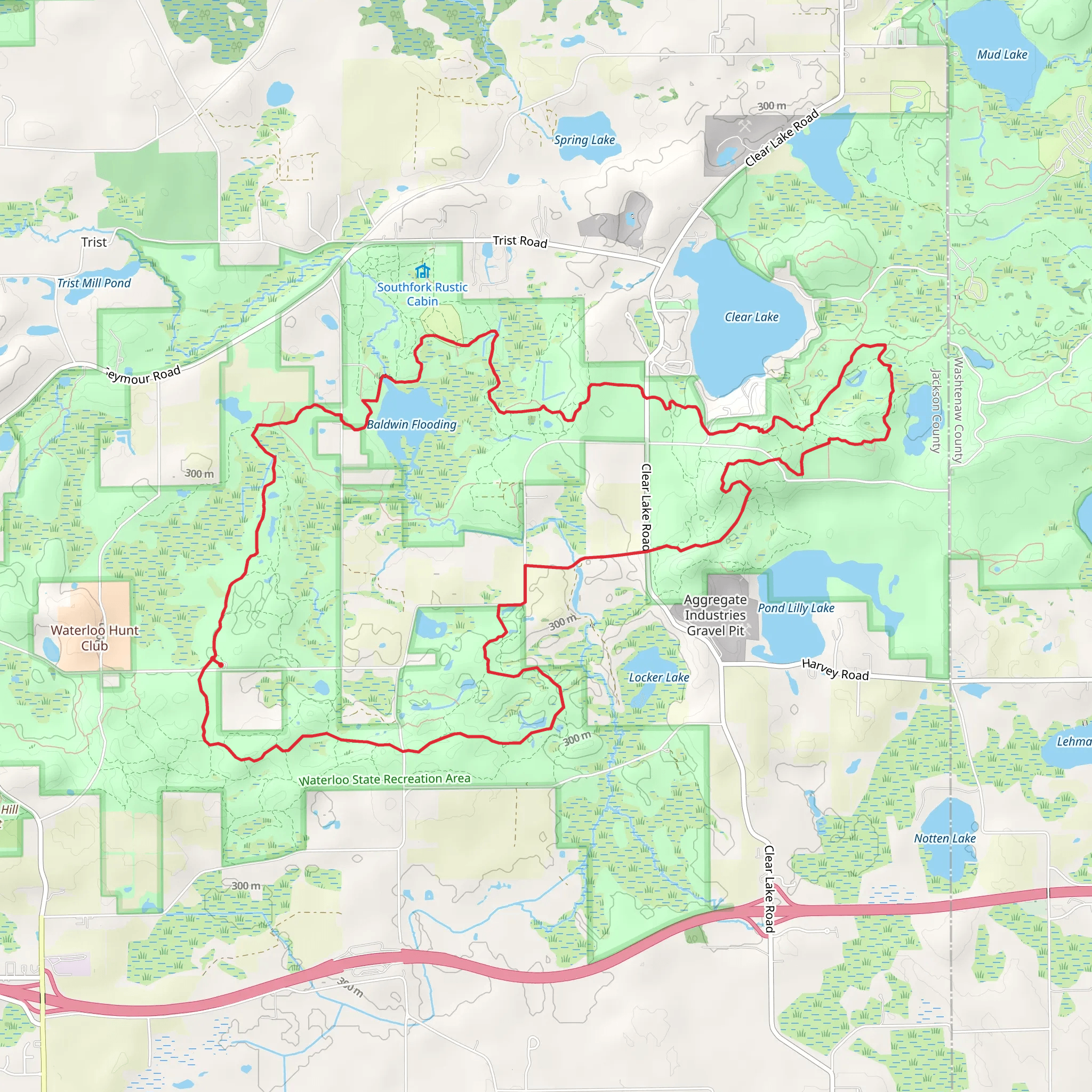 Waterloo Pinckney Loop Trail mobile static map