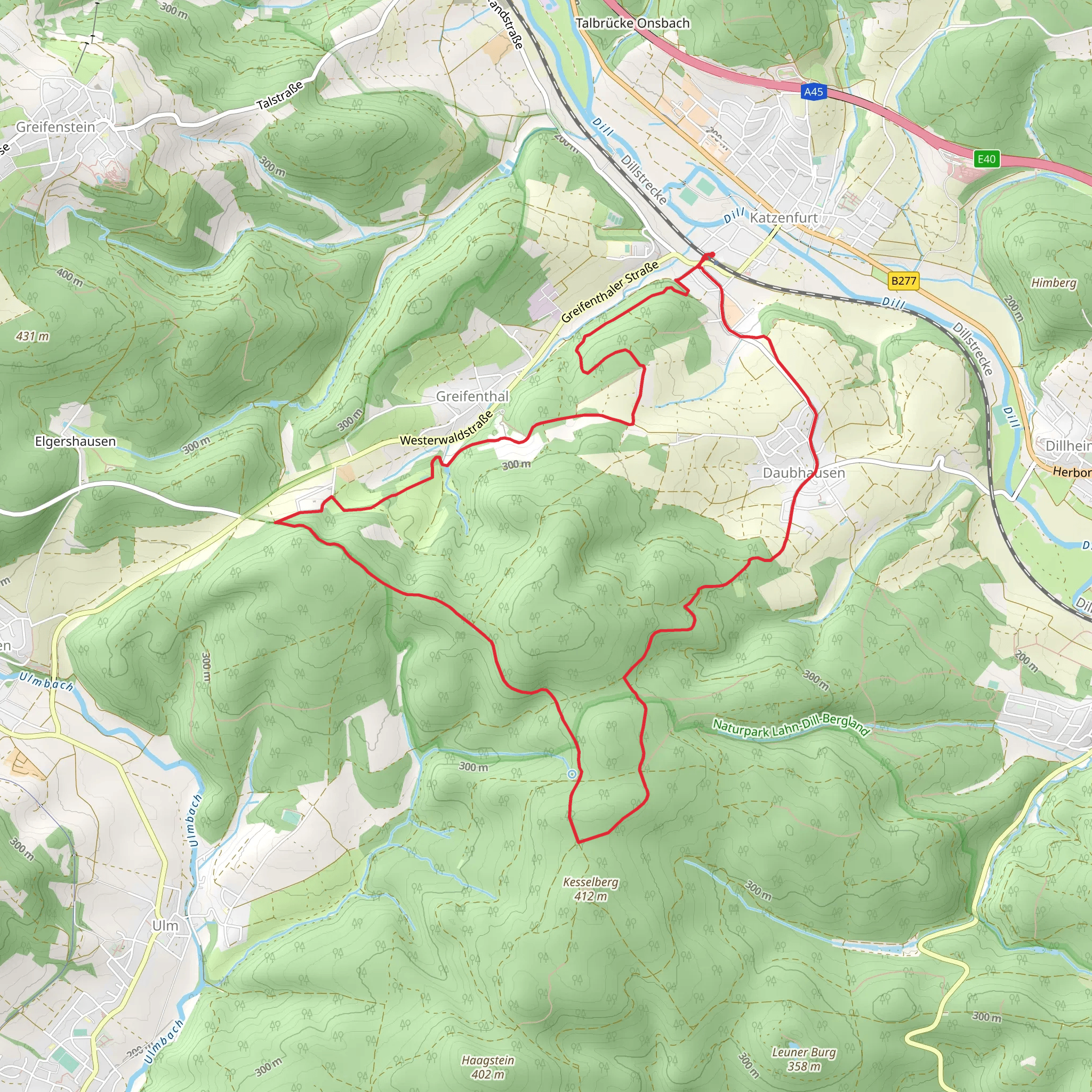 Rundweg durch die Birken and Dillhoehenweg mobile static map
