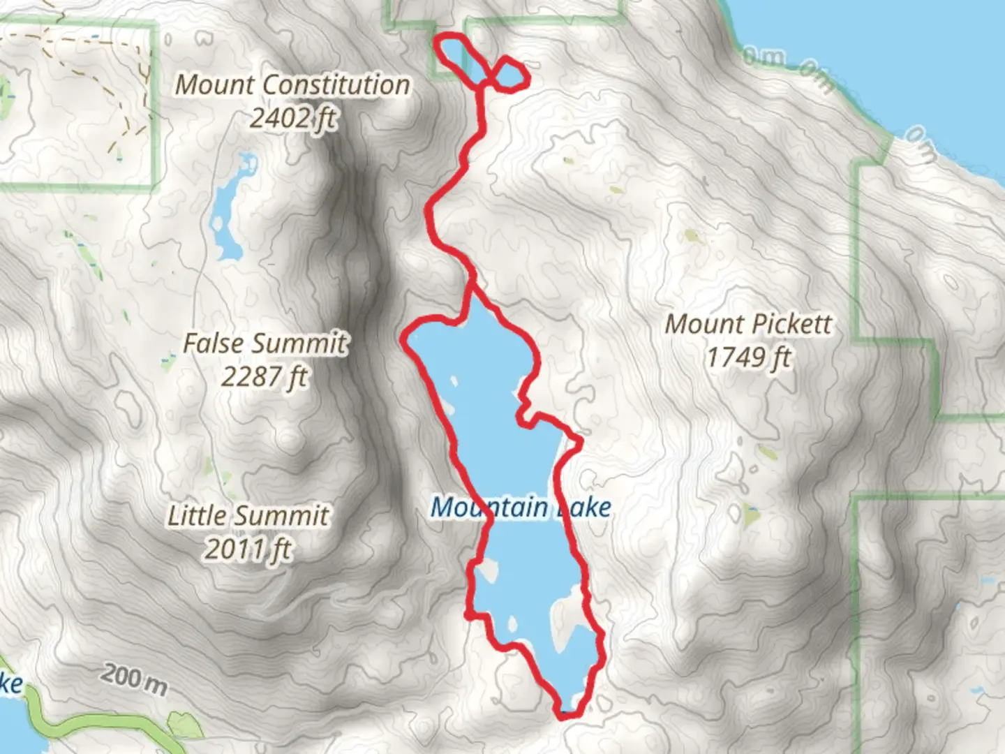 An image depicting the trail Mountain Lake and Twin Lakes Loop Trail and its surrounding area.