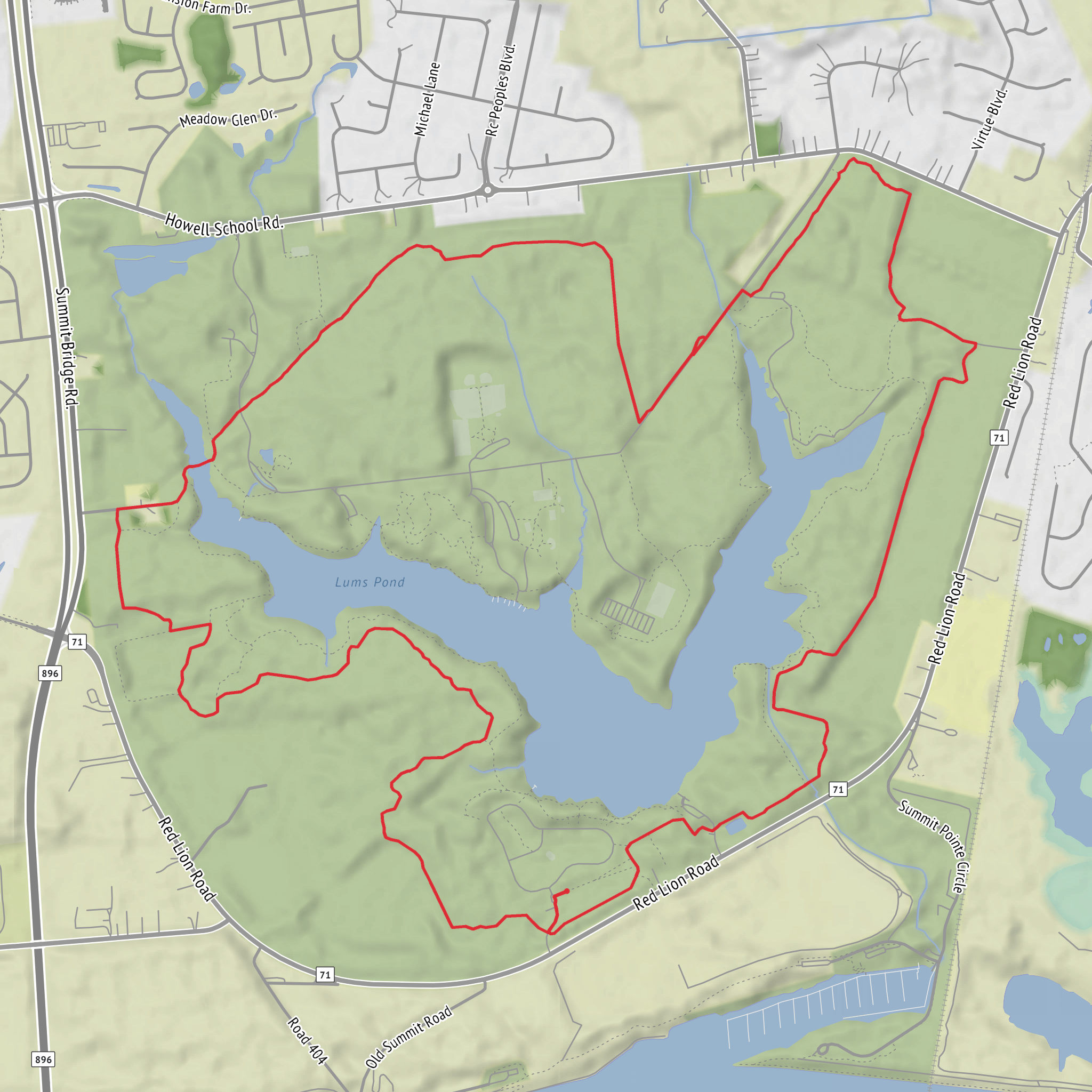 Lums Pond via Little Jersey Trail mobile static map