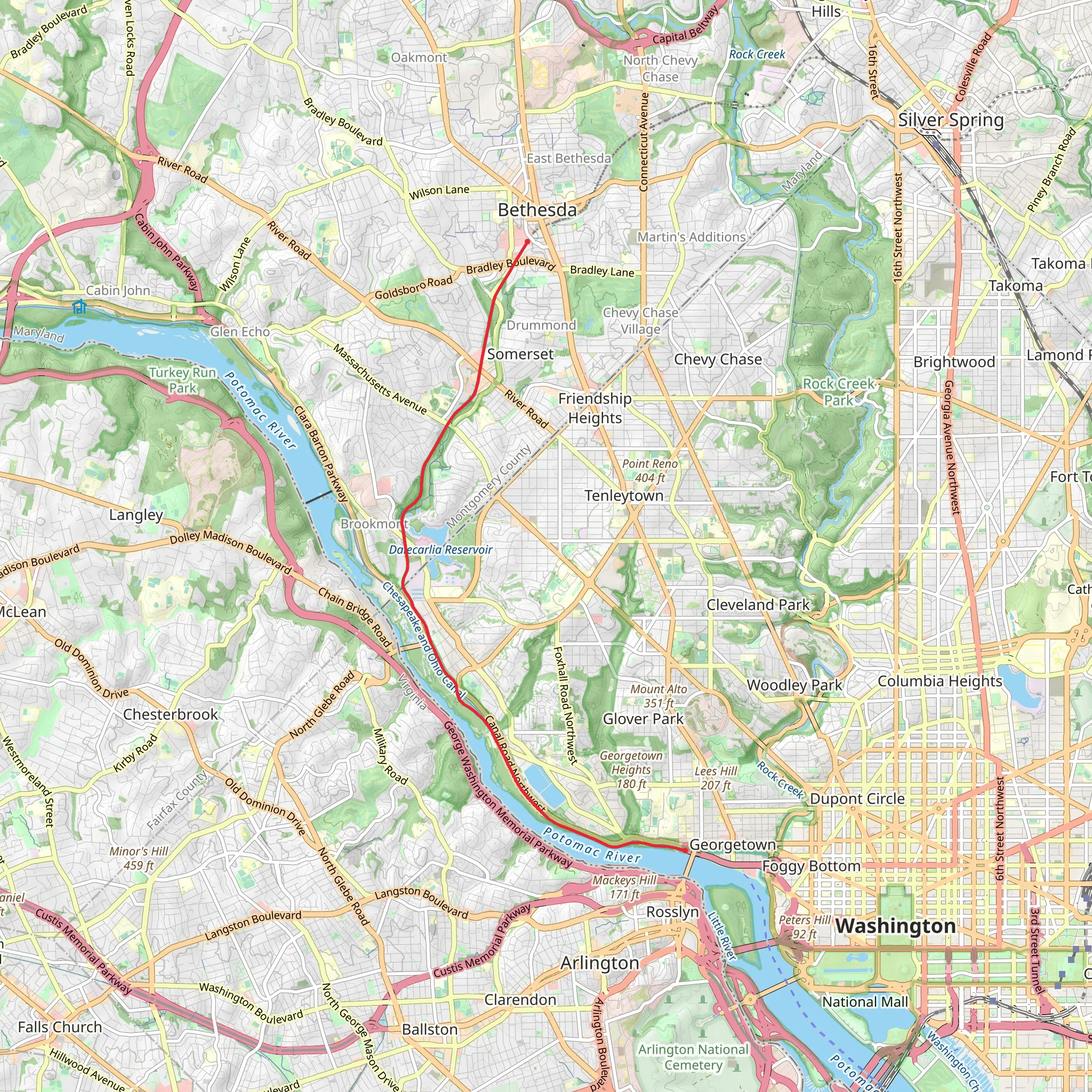 Capital Crescent Trail mobile static map
