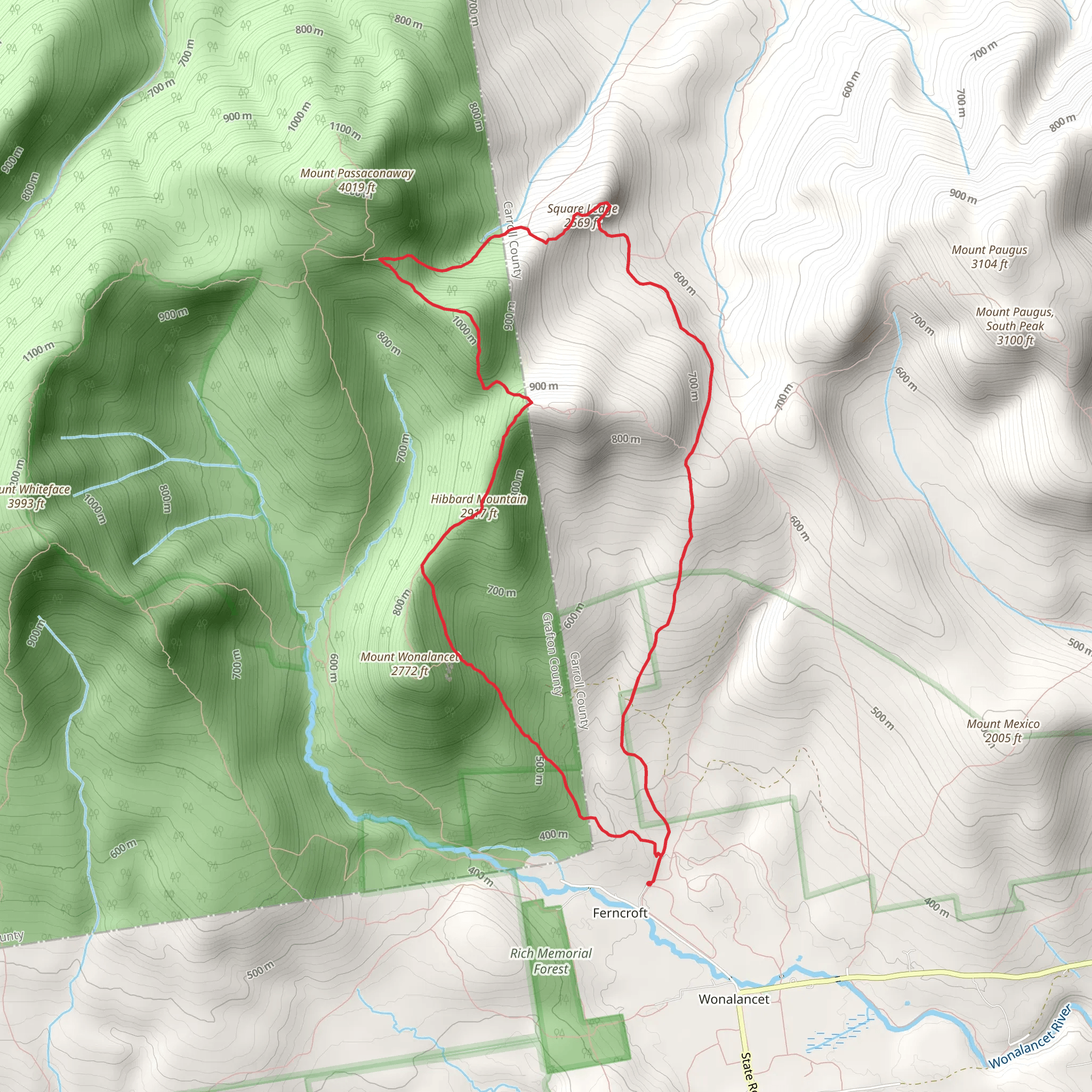 Square Ledge and Hibbard Mountain Loop Trail mobile static map