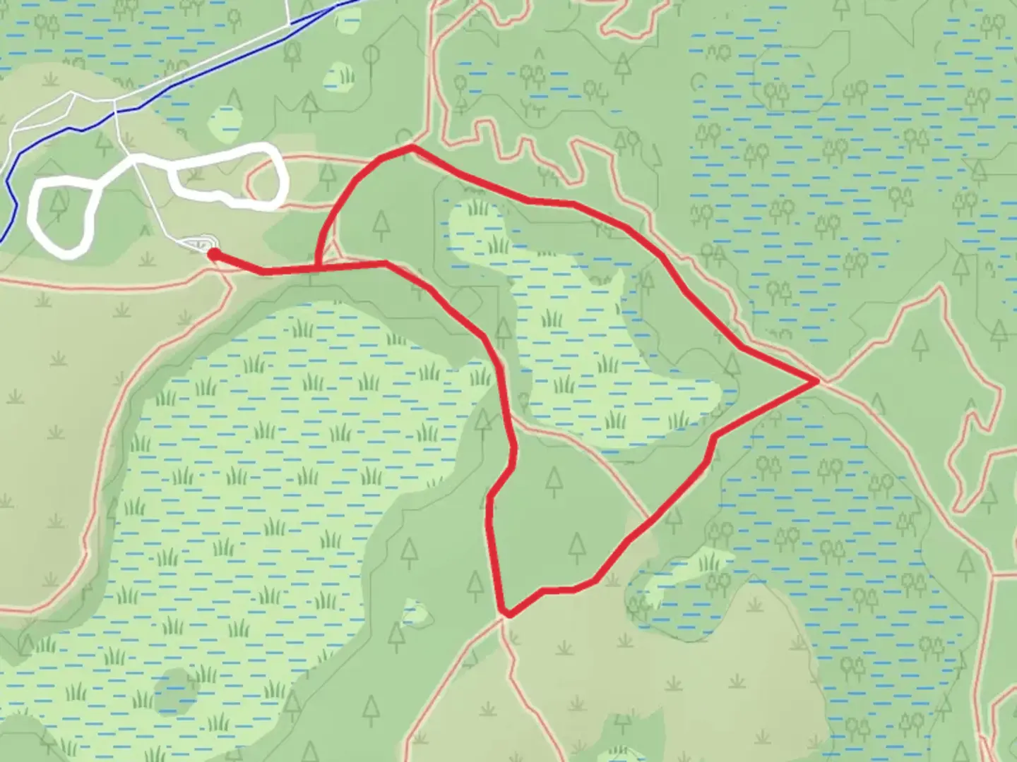 An image depicting the trail Jay B Starkey Wilderness Park Loop and its surrounding area.