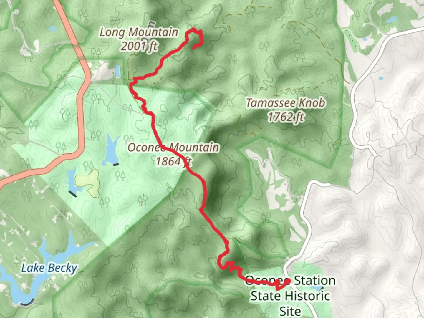 An image depicting the trail Hidden Falls and Oconee Connector Trail and its surrounding area.
