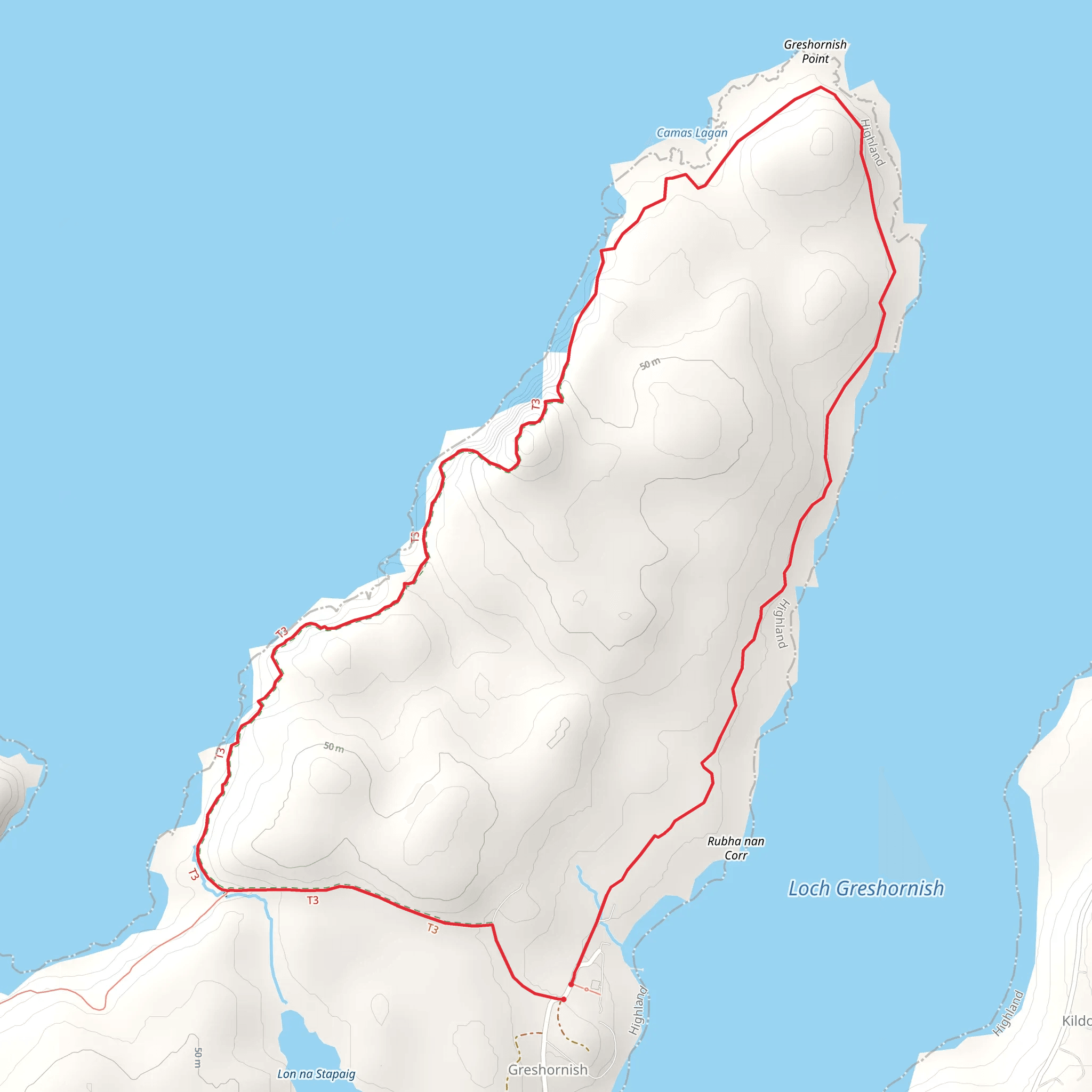 Loch Diubaig and Greshornish Point Loop mobile static map