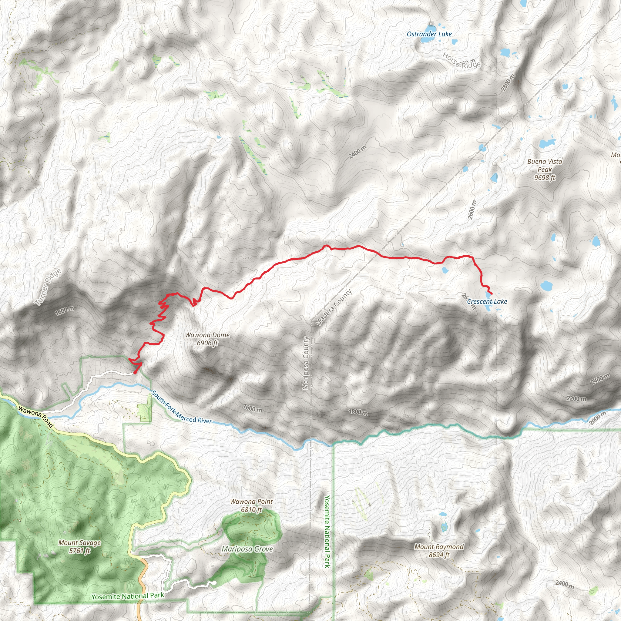 Crescent Lake and Chilnualna Creek Walk mobile static map