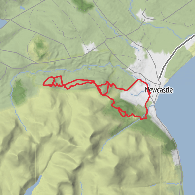 A map preview of the recording Hike from Newcastle.