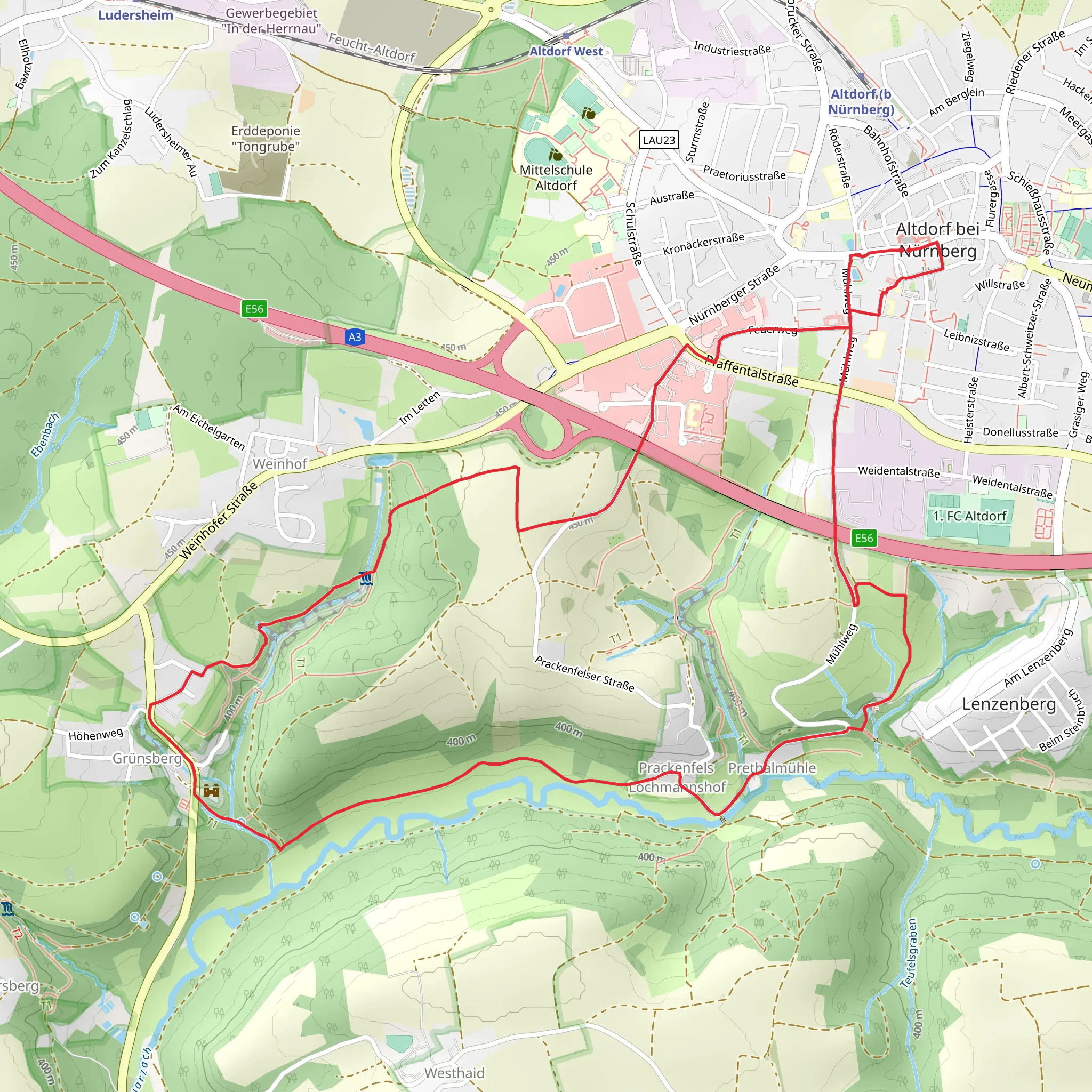 Schwarzachwalweg and Altdorf 4 Loop mobile static map