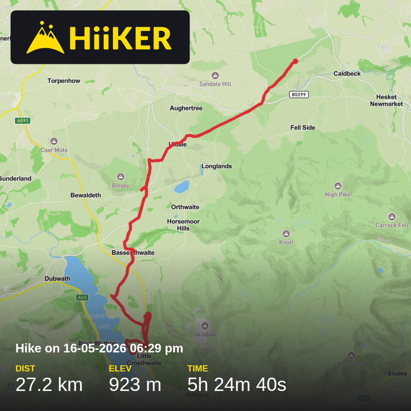 A map preview of the recording Hike on 16-05-2026 06:29 pm.