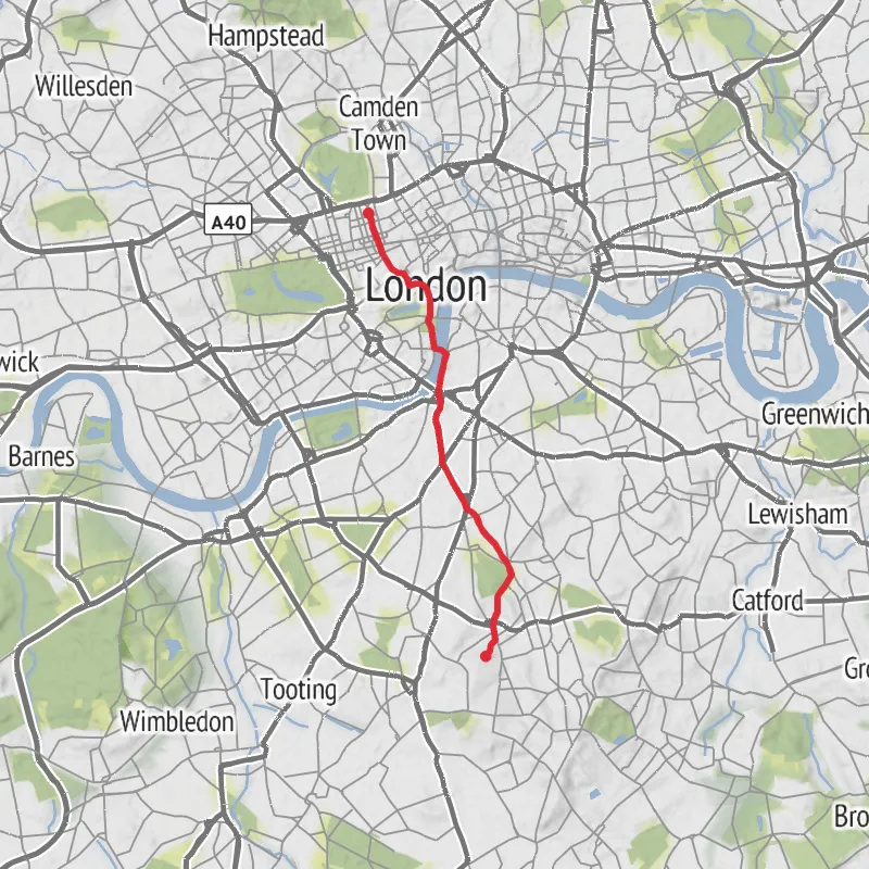 Hike from West Norwood mobile static map