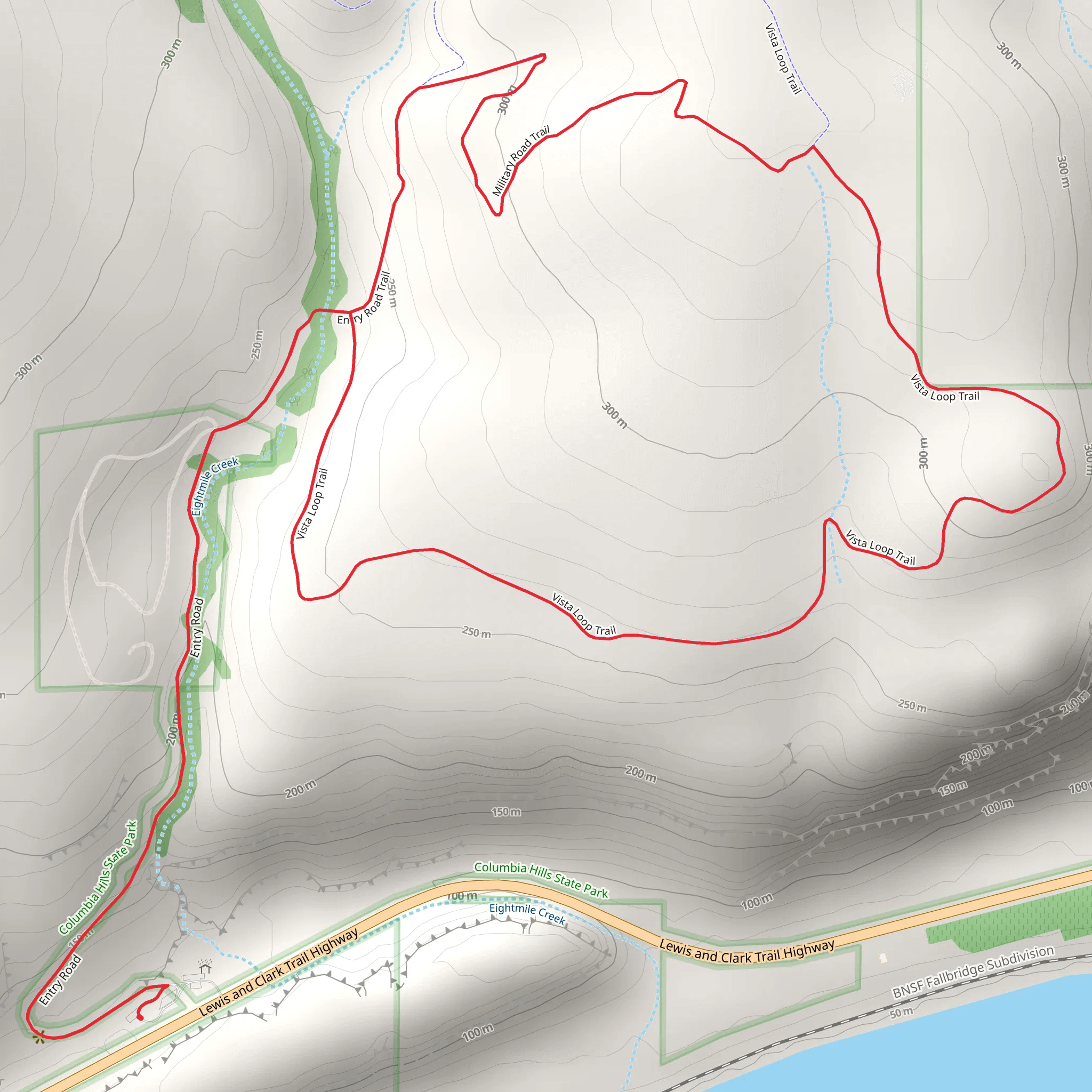Vista Loop Trail and Military Road Trail mobile static map
