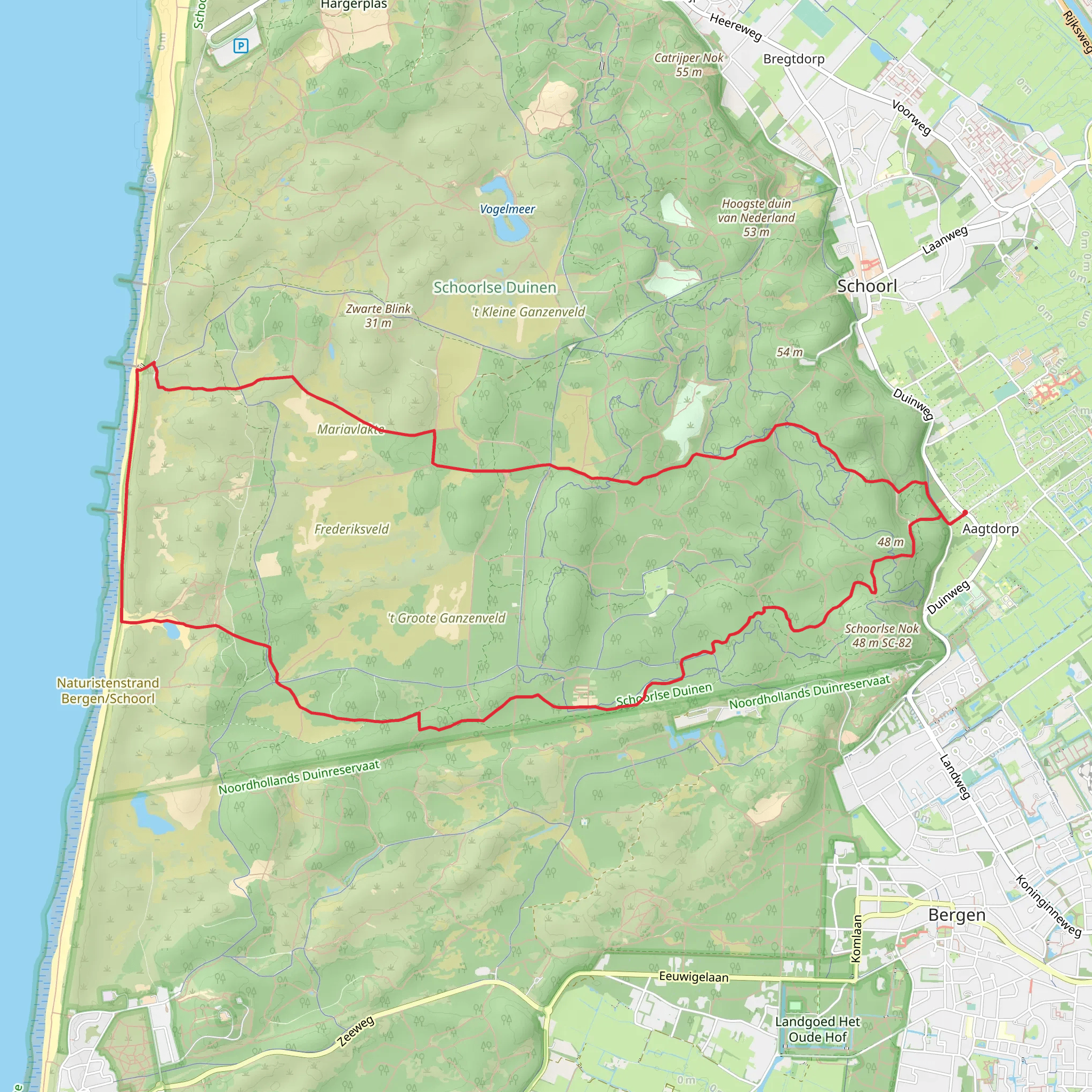Grensvlakte, De Kerf, Mariavlakte and Uilenduin Loop mobile static map