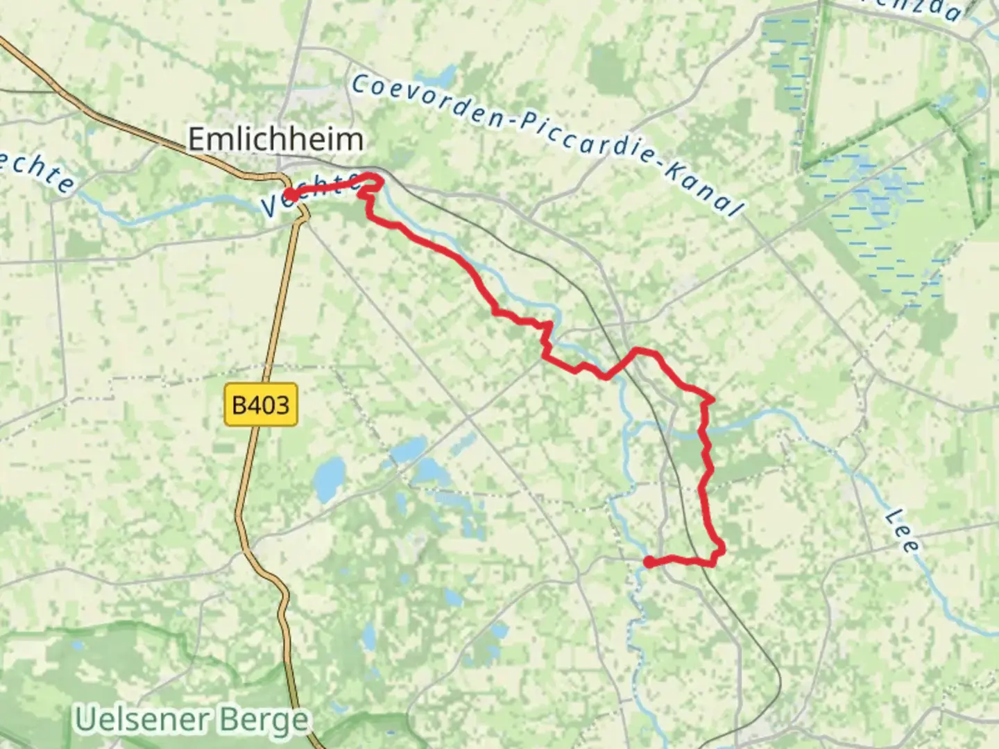 An image depicting the trail Emlichheim to Esche Walk and its surrounding area.