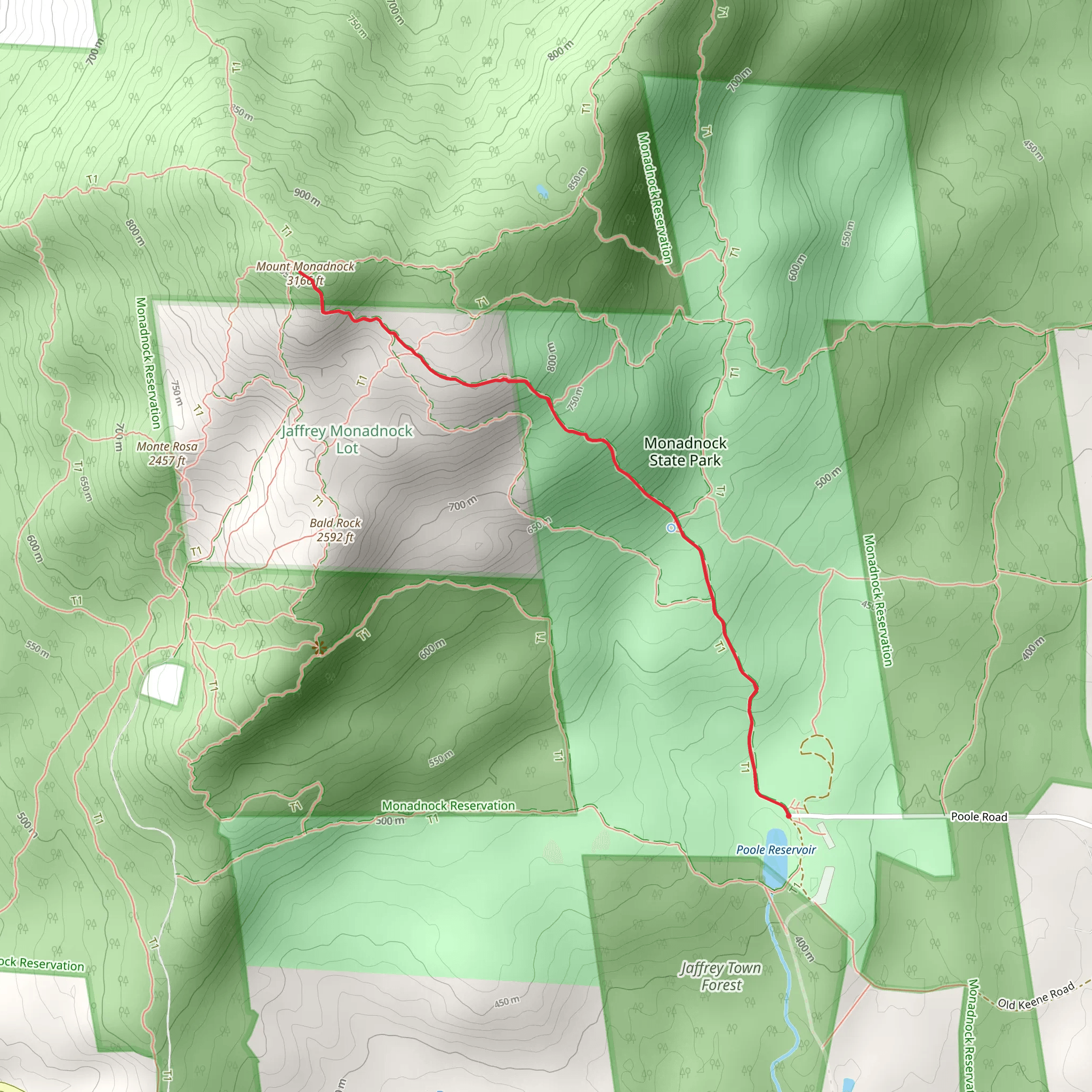 Mount Monadnock from Poole Reservoir mobile static map