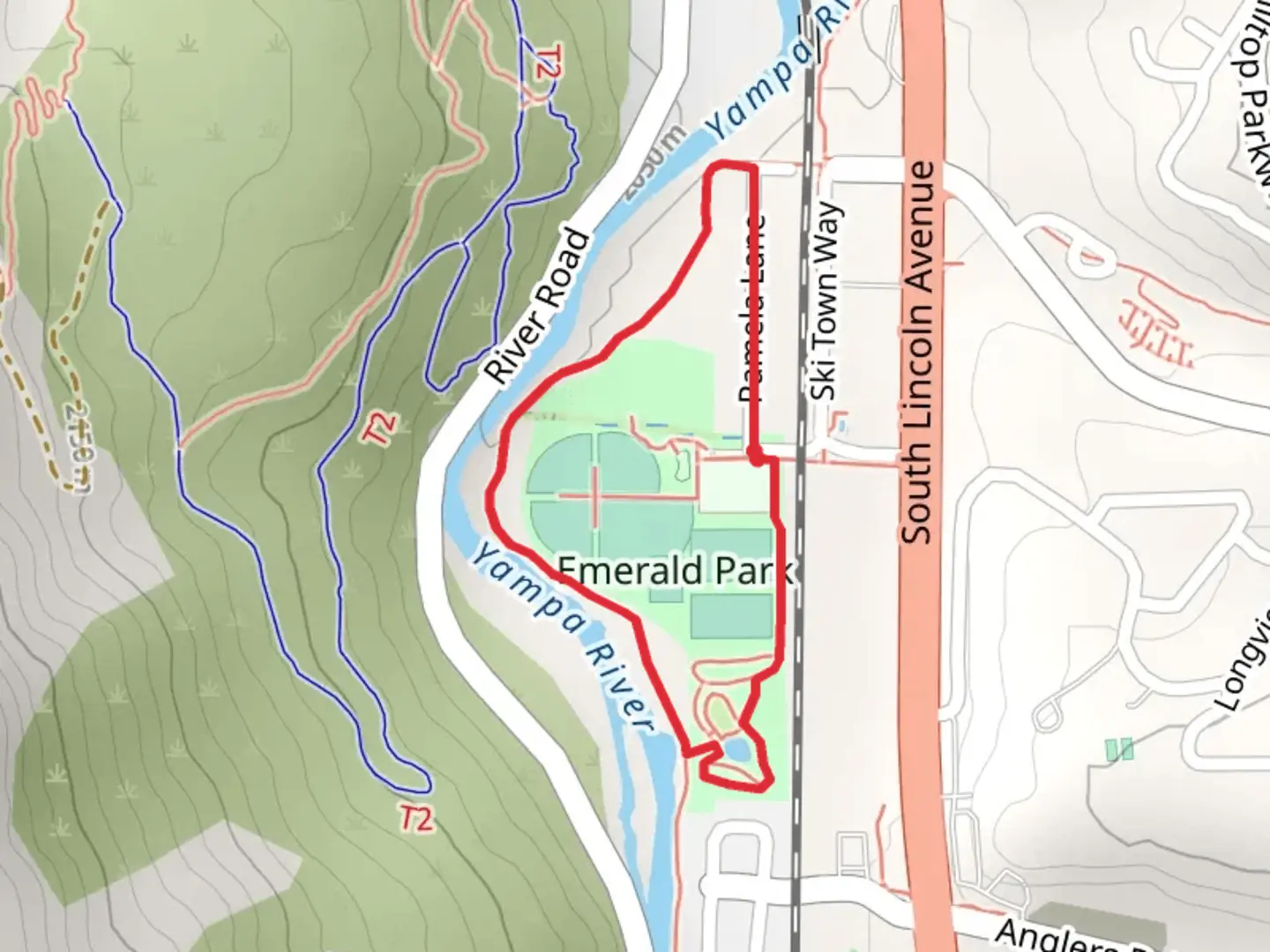 An image depicting the trail Emerald Park Loop and its surrounding area.