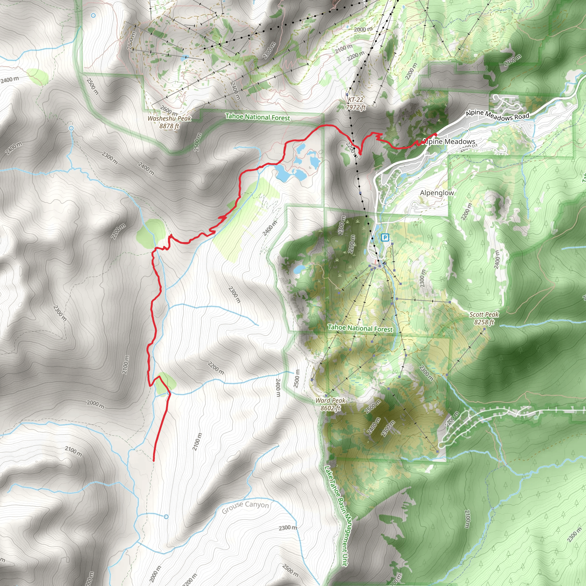 Big Spring via PCT and Five Lakes Trail mobile static map
