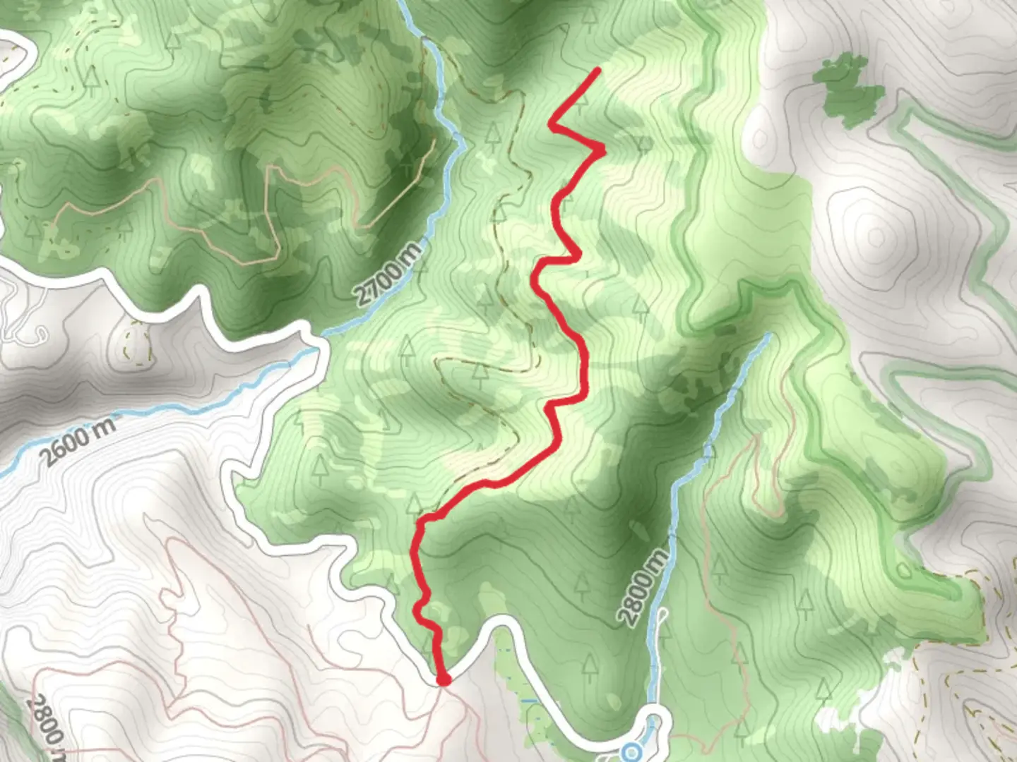 An image depicting the trail Hospital Ridge Out and Back and its surrounding area.