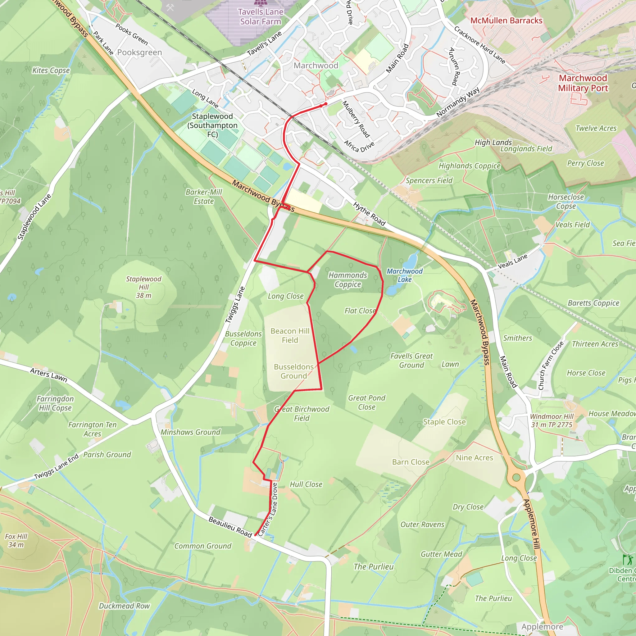 Carters Lane mobile static map