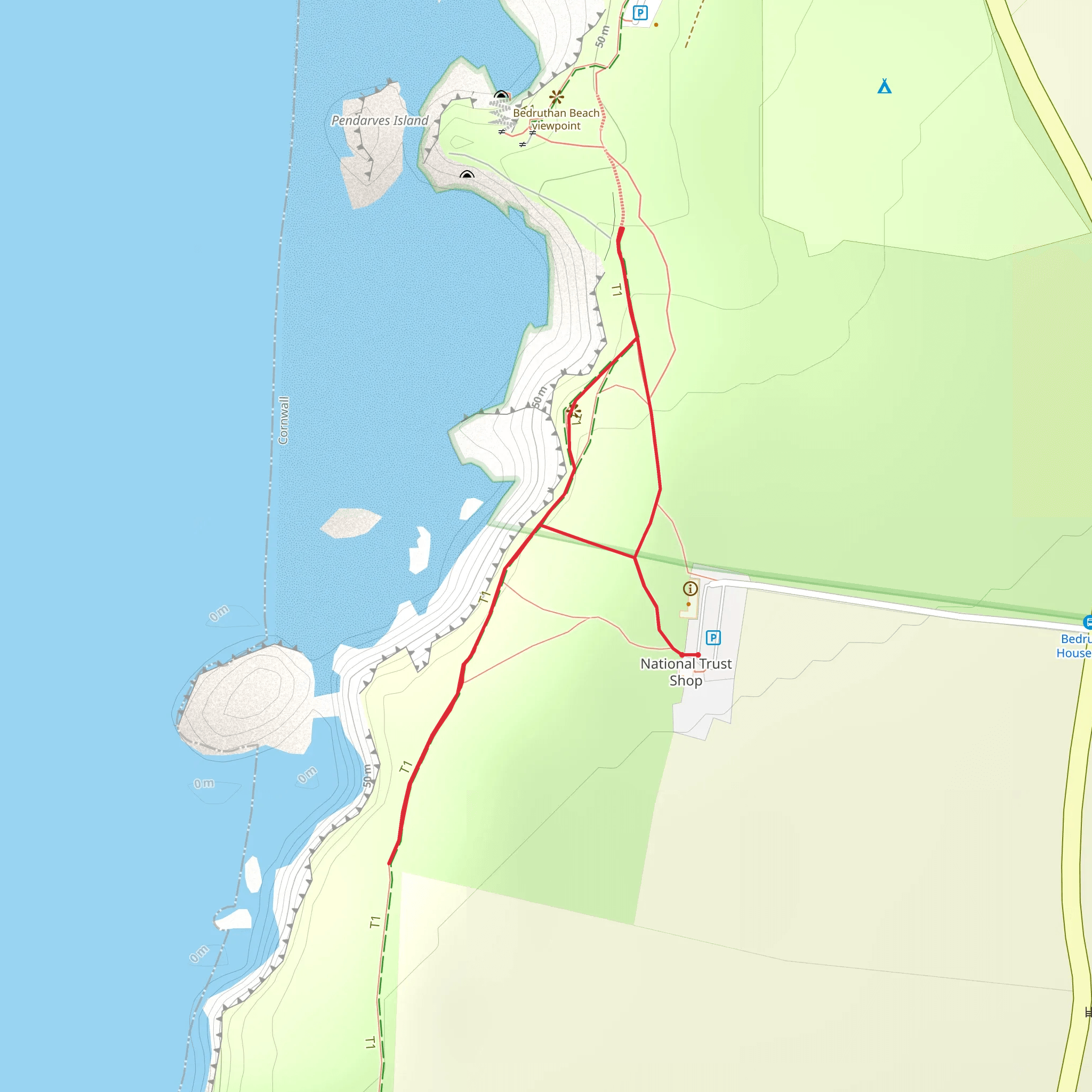 Bedruthan Steps Easy Access Walk mobile static map