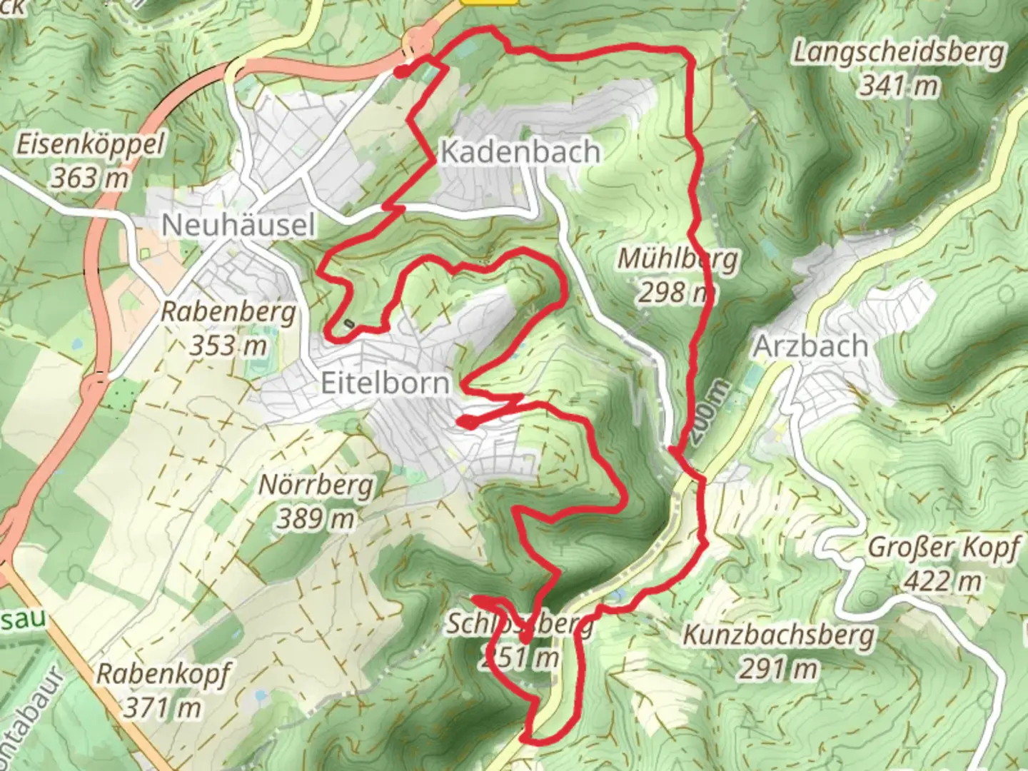 An image depicting the trail Schlossberg via Wäller Tour Augst and its surrounding area.