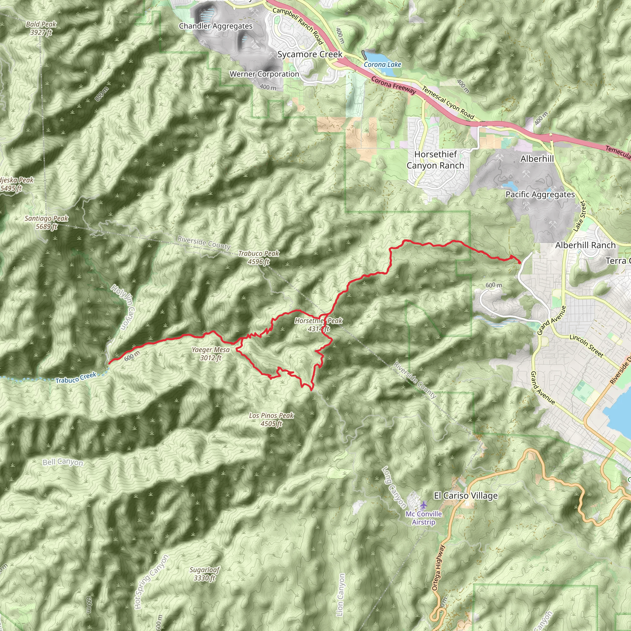 East Horsethief and Trabuco Canyon Loop Trail mobile static map