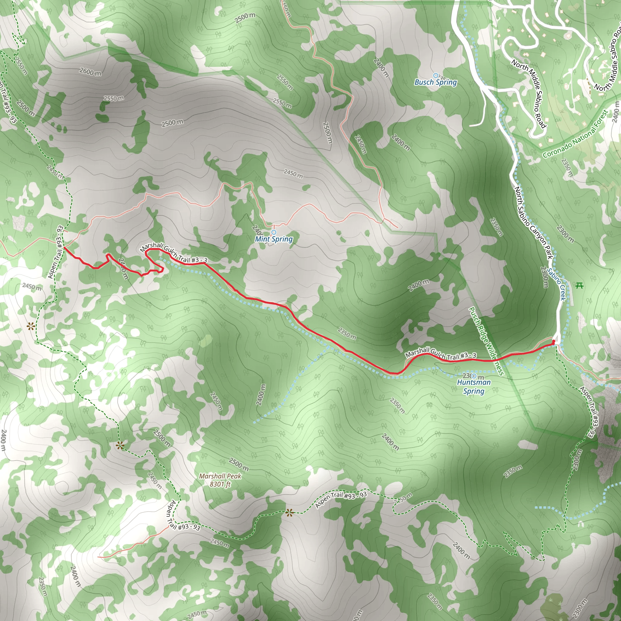 Marshall Gulch Trail mobile static map