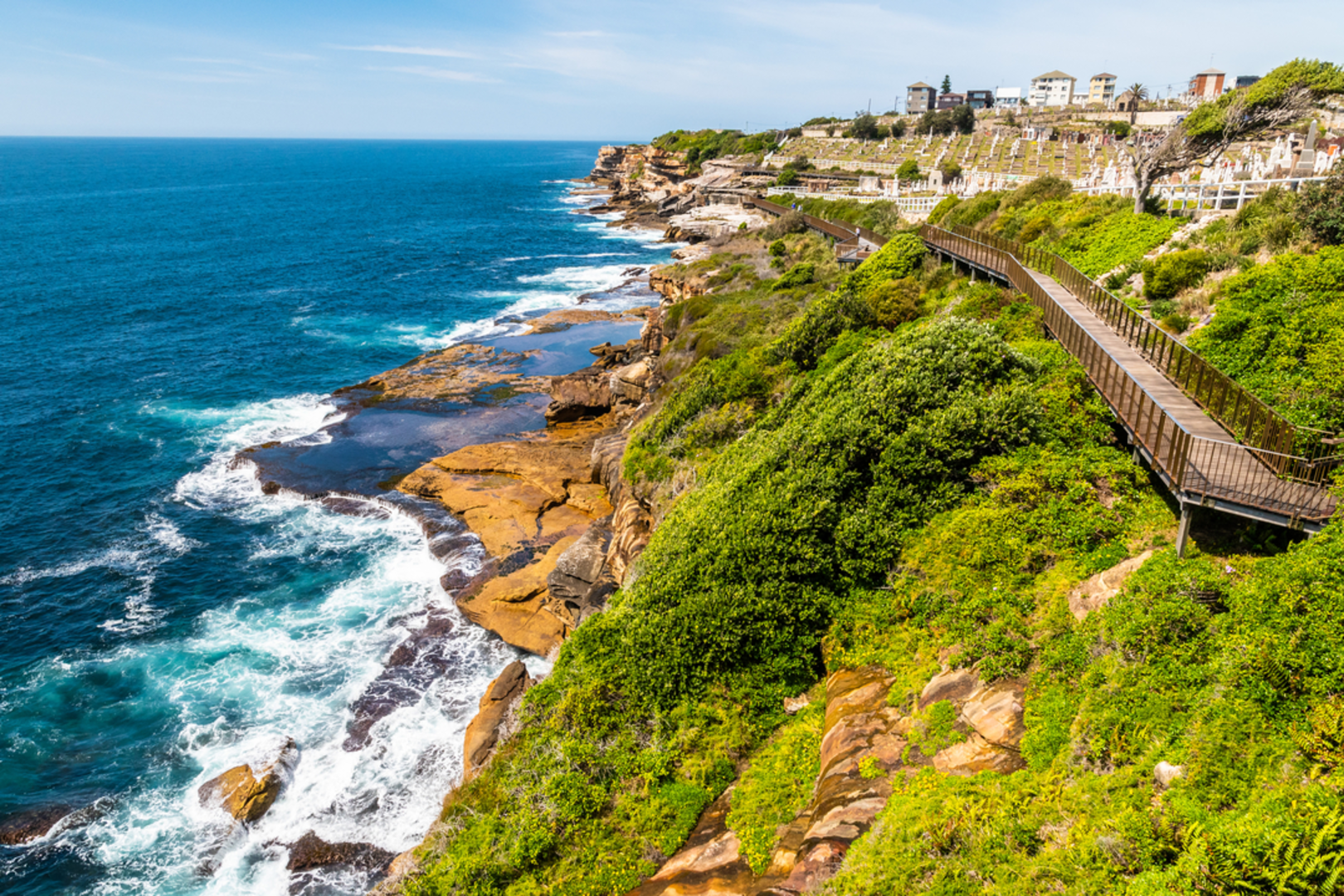 An image depicting the trail Bondi to Coogee Coastal Walk and its surrounding area.