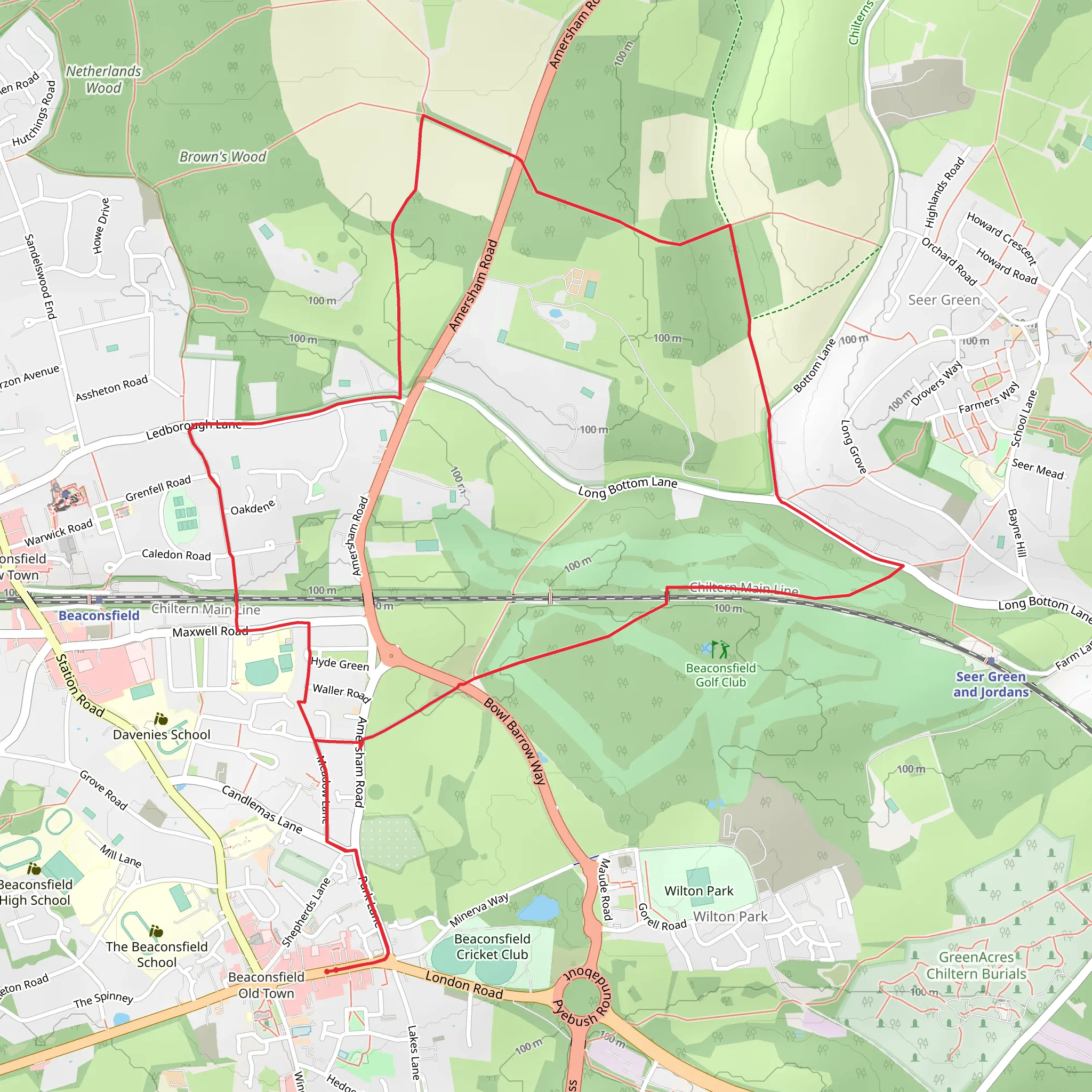 Blue Close Wood and Long Bottom Loop mobile static map