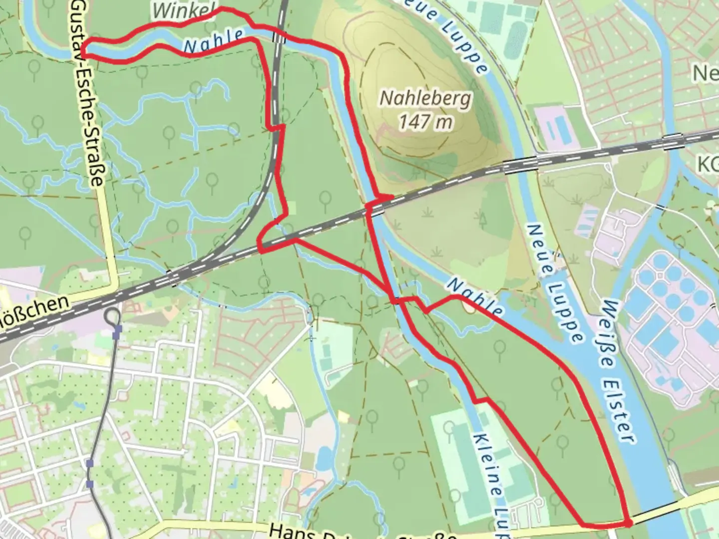 An image depicting the trail Nahle via Camino Gorlitz Perl and its surrounding area.