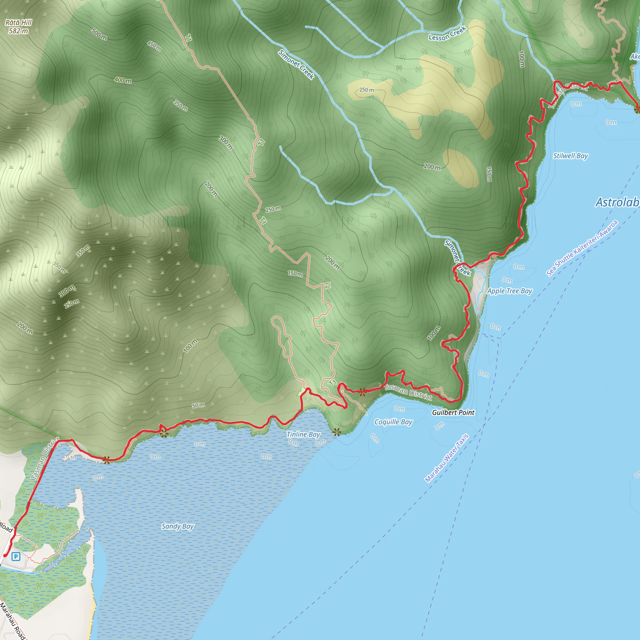 Yellow Point via Abel Tasman Coastal Track mobile static map