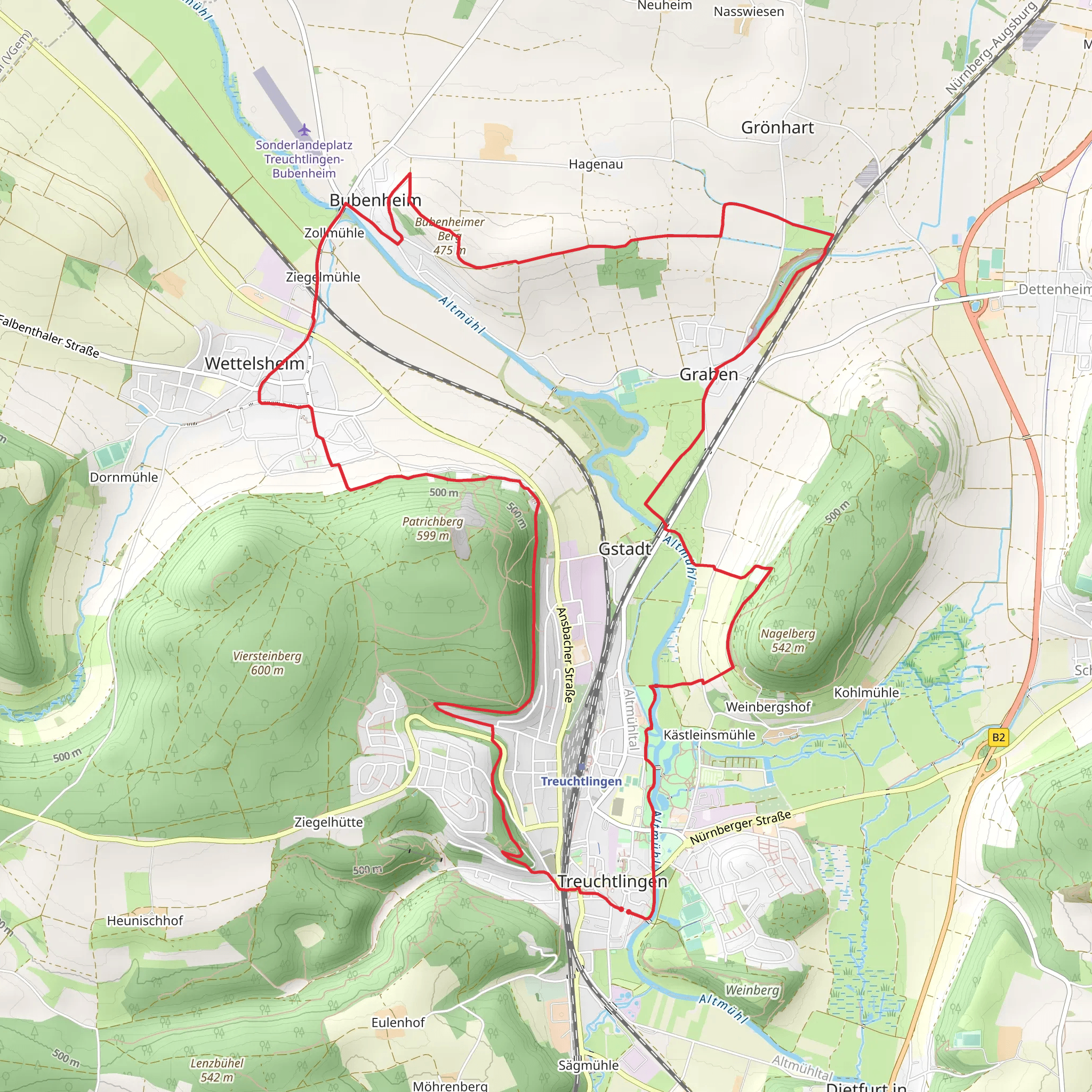 Treuchtlingen and Bubenheimer Berg Loop mobile static map