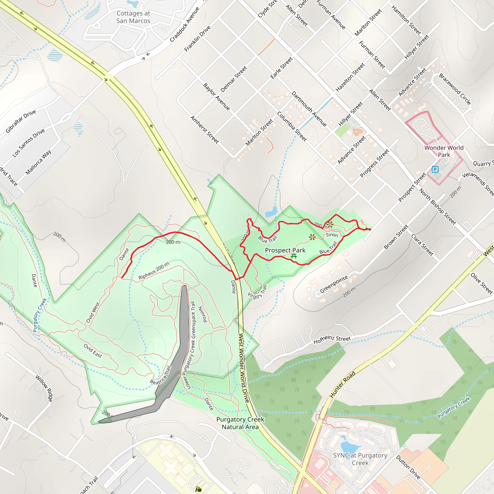 Blue and Dante's Loop Trail mobile static map