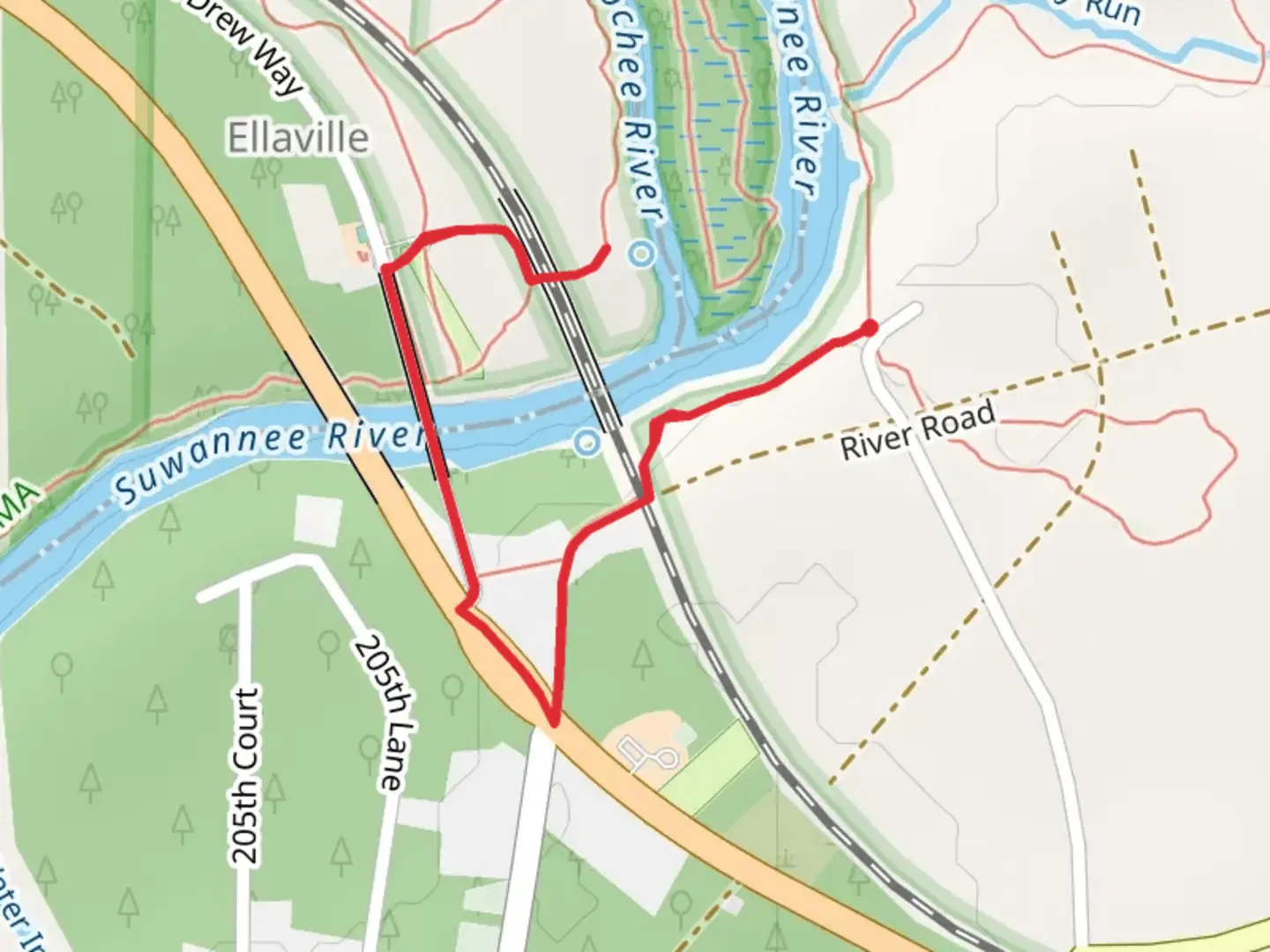 An image depicting the trail Big Oak Trail and Hillman Bridge and its surrounding area.