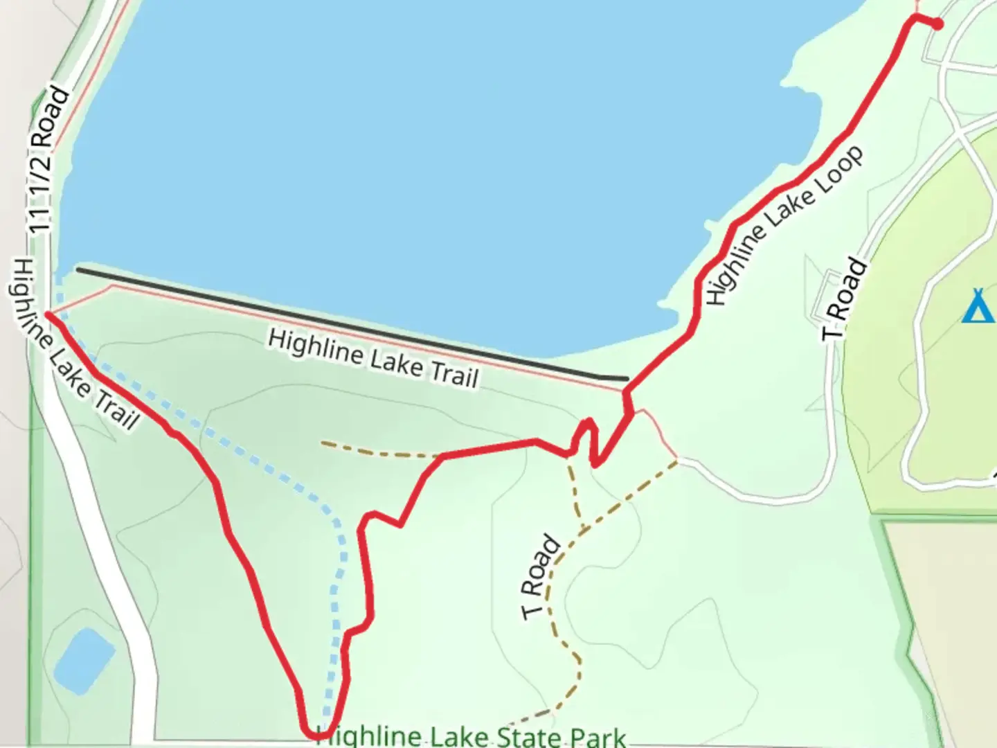 An image depicting the trail Highline Lake South Shore Walk and its surrounding area.