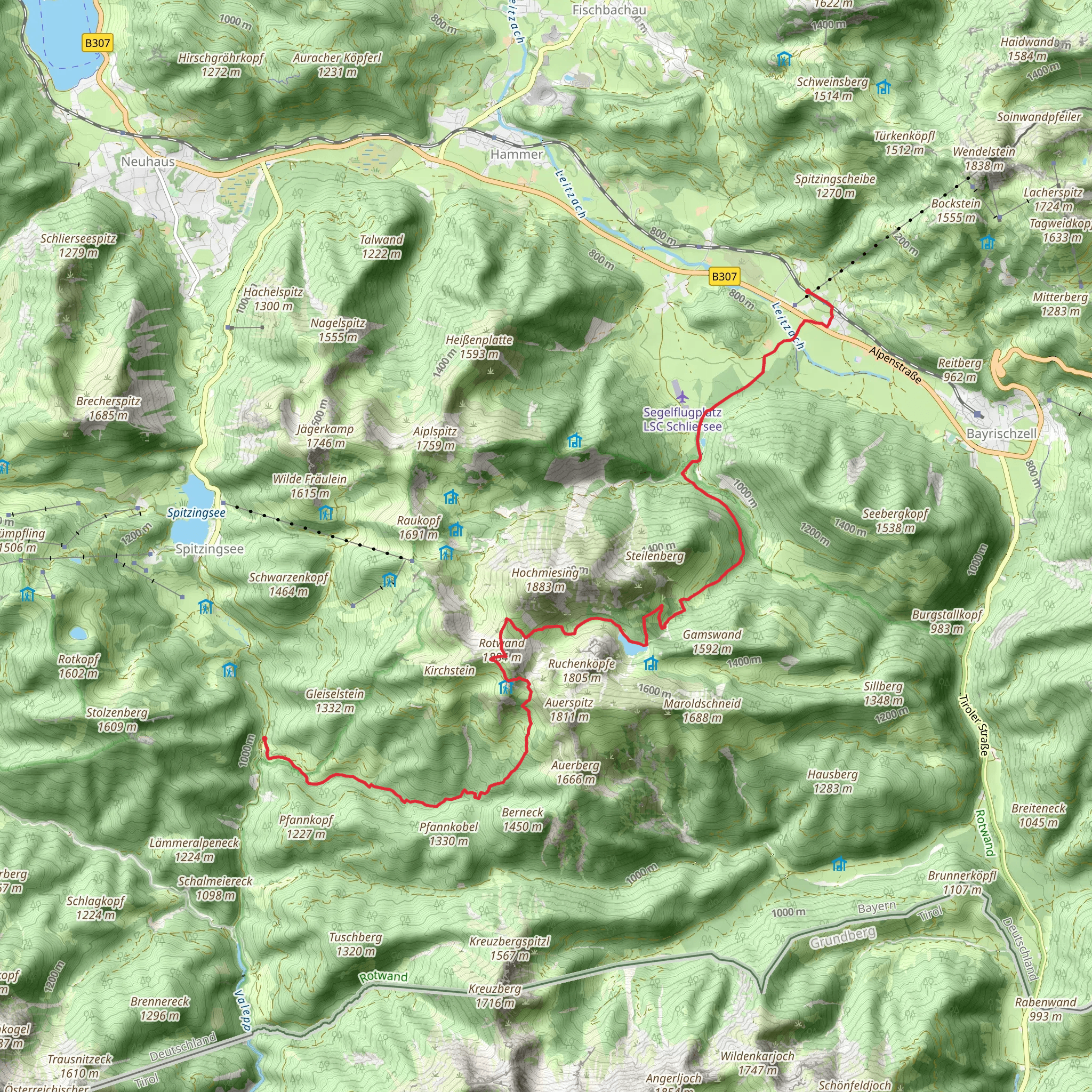 Gleiselstein to Oberberg Walk via Rotwand mobile static map