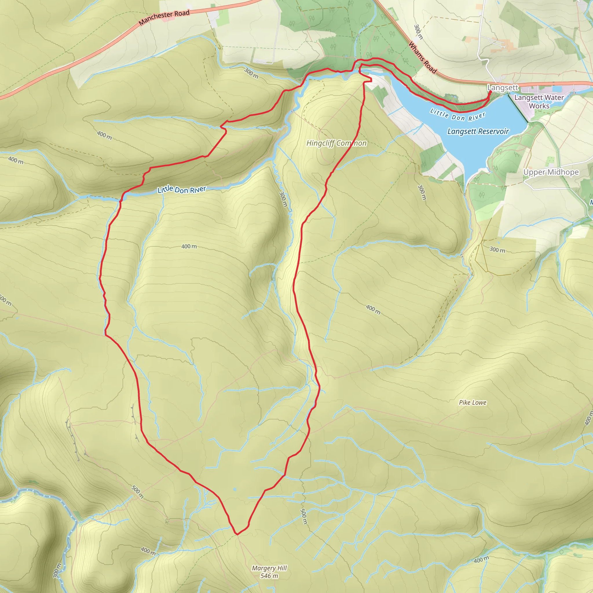 Langsett Reservoir to Howden Edge Loop mobile static map