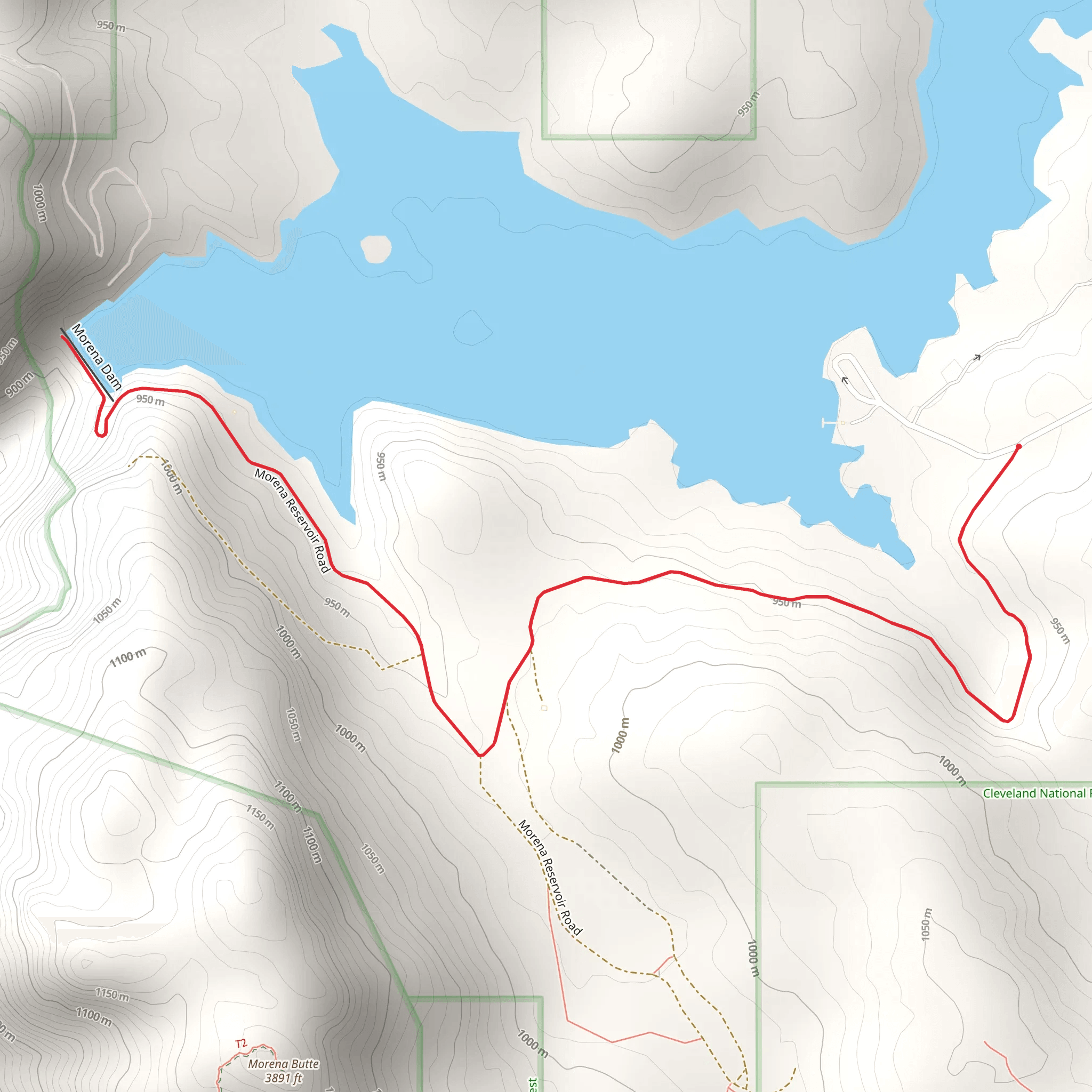 Morena Reservoir Road Trail mobile static map