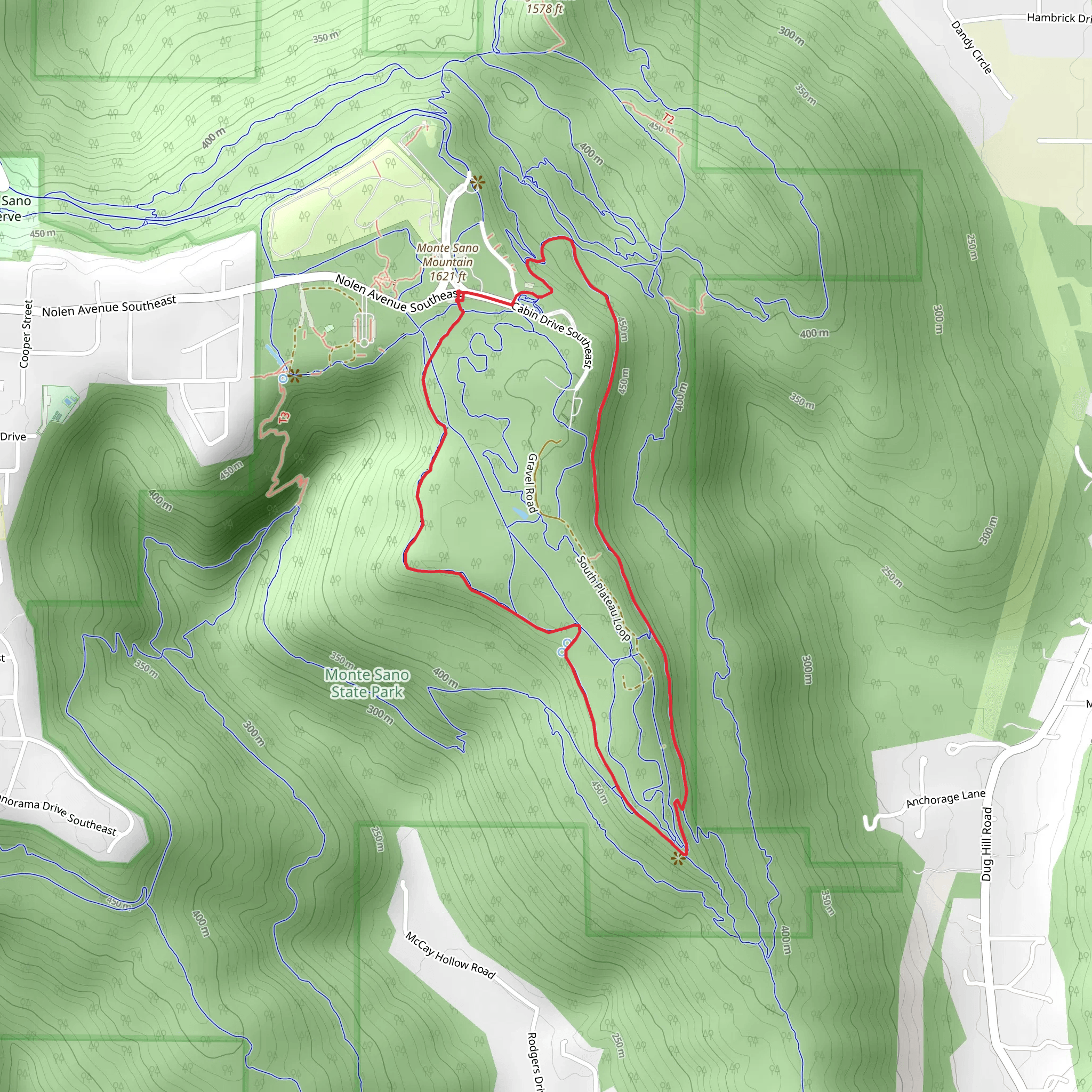 South Plateau and Mountain Mist Loop Trail mobile static map