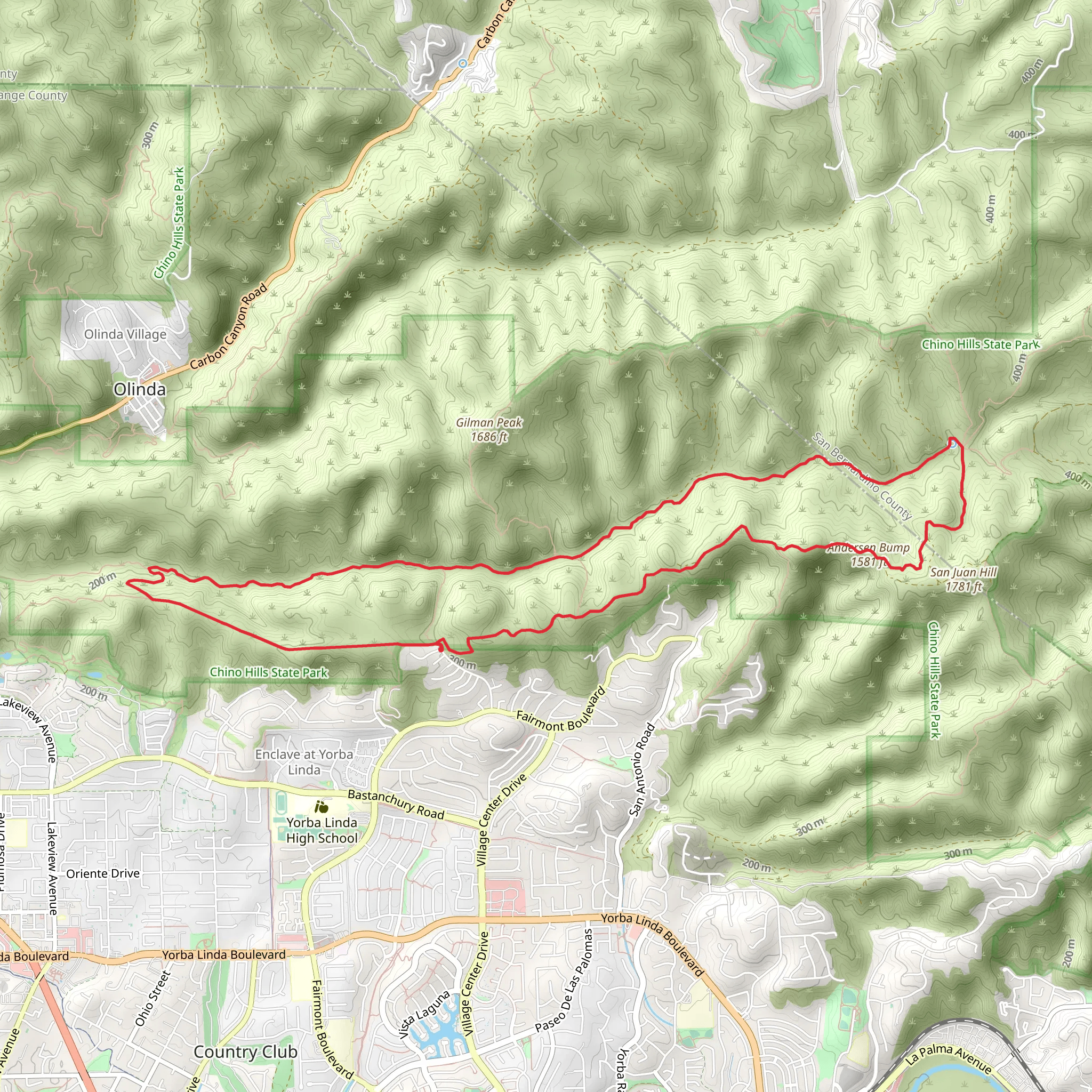 Andersen Bump, South Ridge and Telegraph Canyon Loop Trail mobile static map