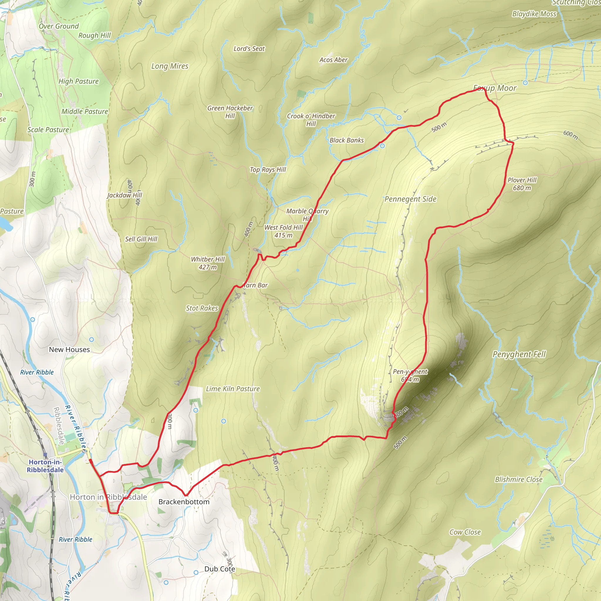 Hull Pot and Pen y ghent Loop - Horton in Ribblesdale mobile static map