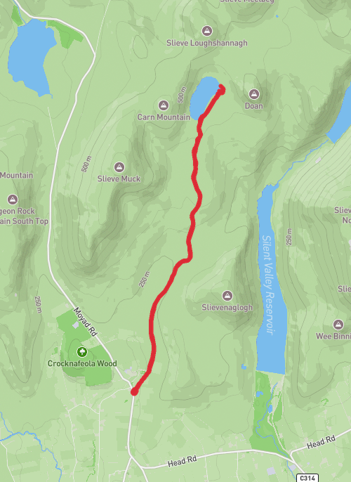 Afternoon hike at Lough Shanna via Banns Road mobile static map