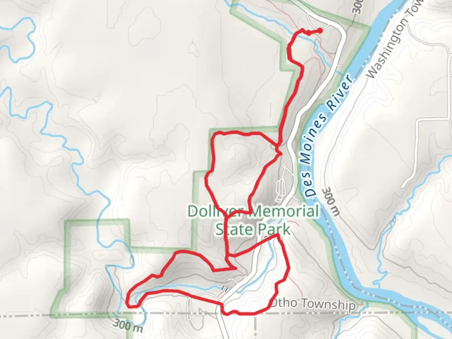 An image depicting the trail Center Lodge Trail and Copperas Trail Loop and its surrounding area.