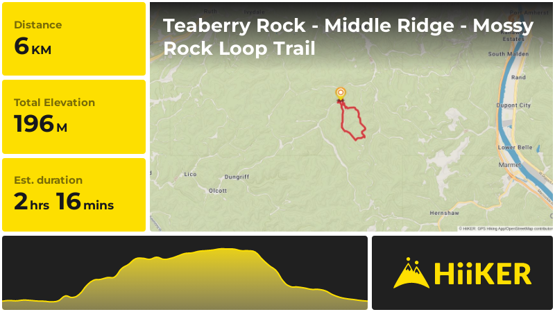 Teaberry Rock - Middle Ridge - Mossy Rock Loop Trail | Kanawha County