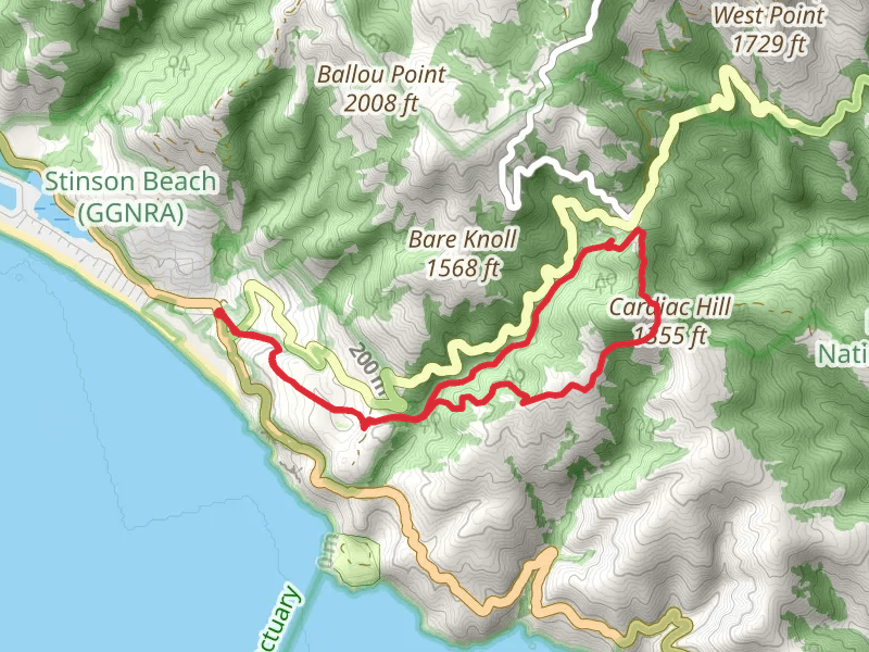 Pantoll Campground via Steep Ravine Trail mobile static map