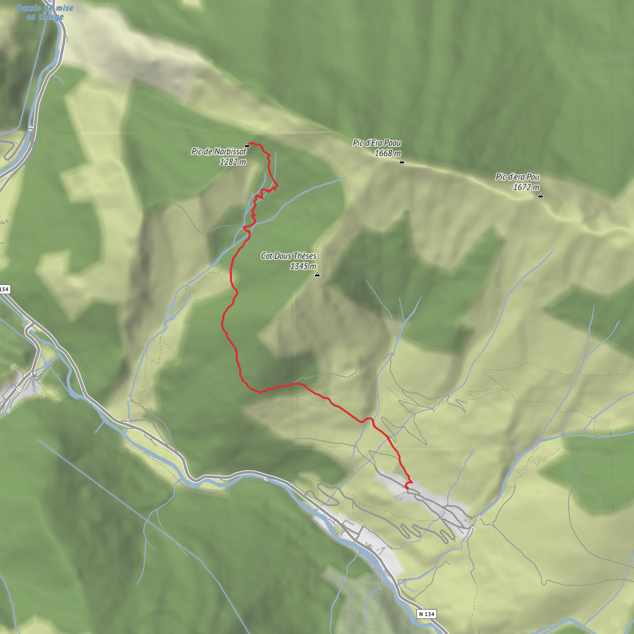 Cabane de Sabas and Pic de Narbissat from Cette mobile static map
