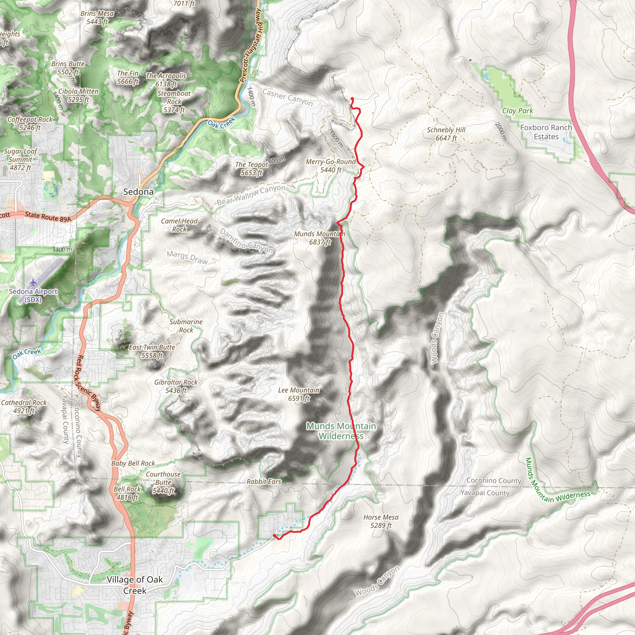 Jacks Canyon Trail - Schnebly Hill Road mobile static map