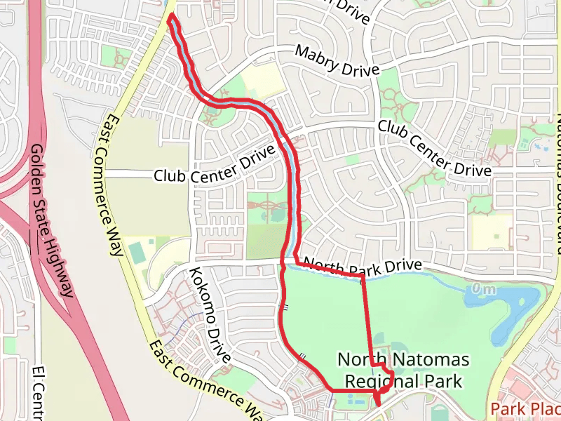 Creekside and Redbud Loop Trail from North Natomas Regional Park