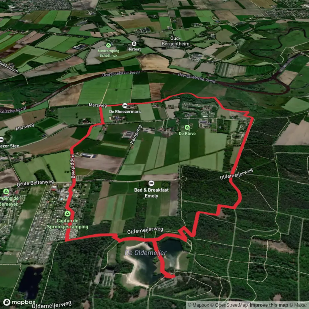 An image depicting the trail Koehaar and Moskuilen via Peppel Weg and its surrounding area.