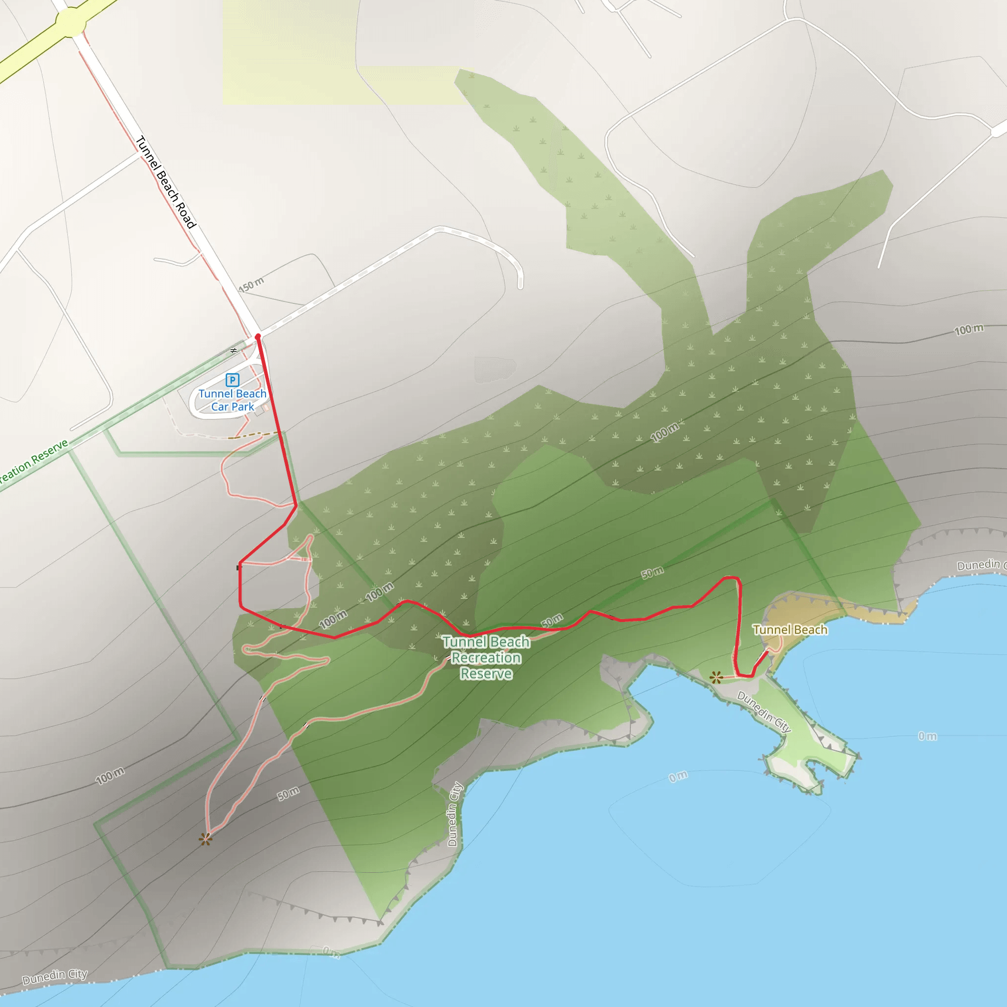 Tunnel Beach Track mobile static map